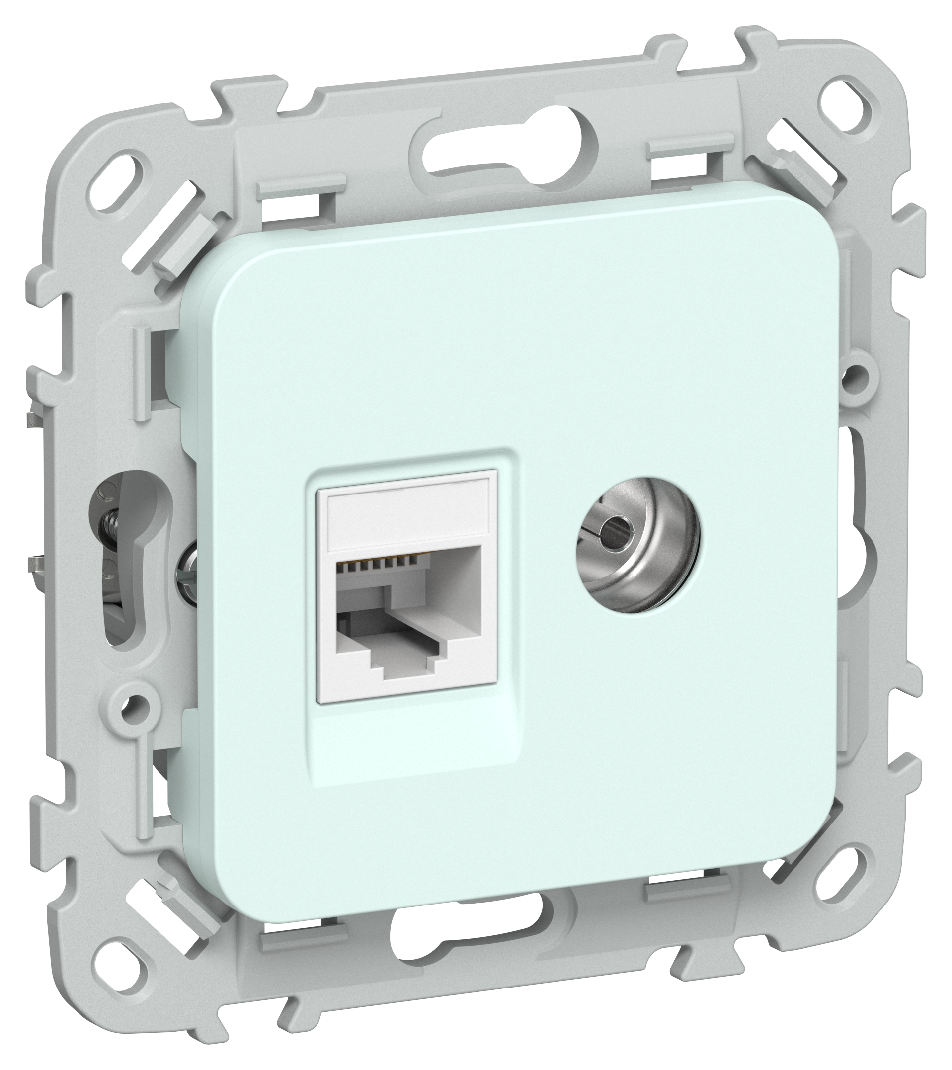 FLITE Розетка 2-местная RJ45/TV категория 5Е UTP РКТВ5е-2-0-ФлХЛ холодный лед IEK