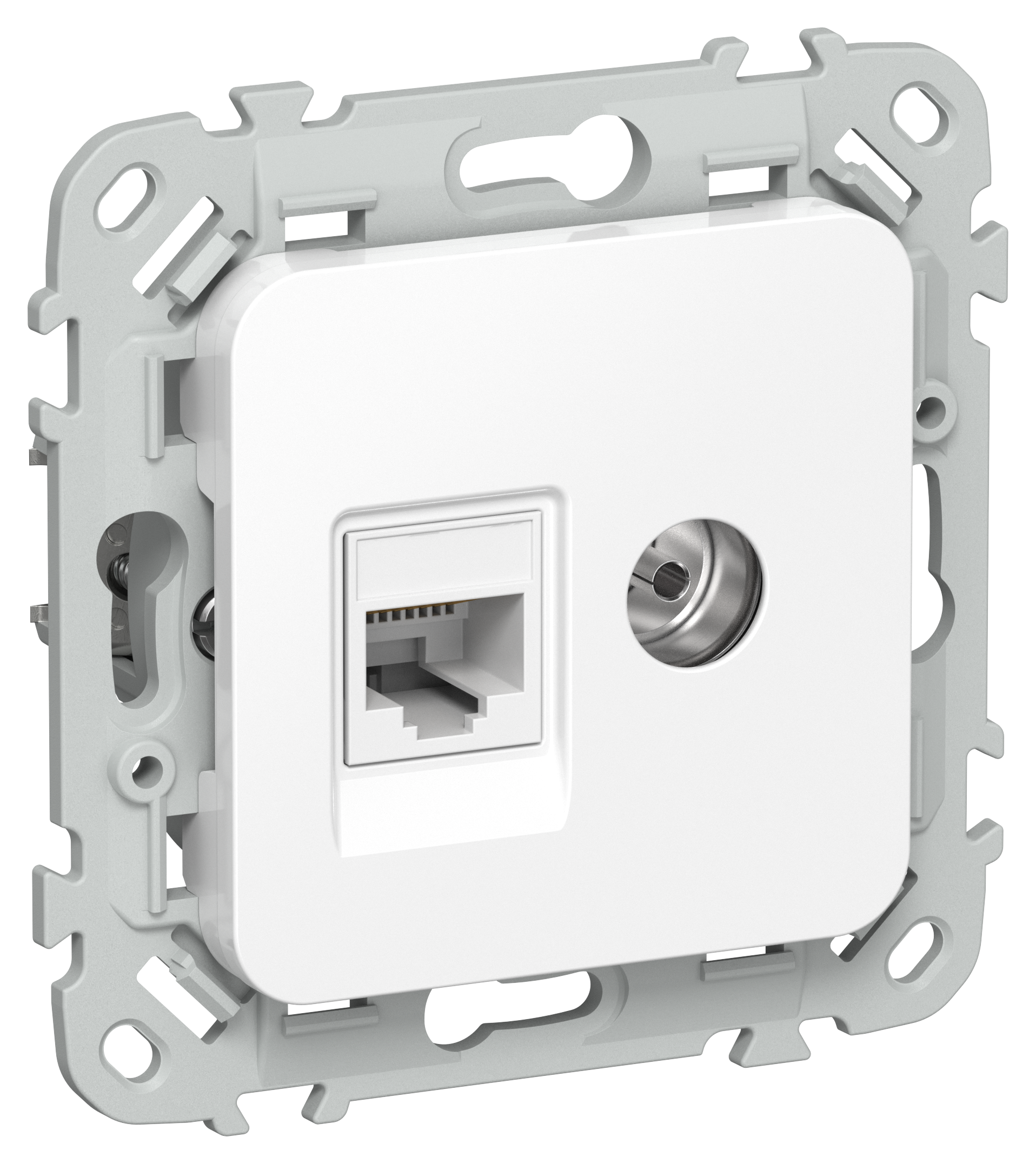 FLITE Розетка 2-местная RJ45/TV категория 6 UTP РКТВ6-2-0-ФлБ белый IEK