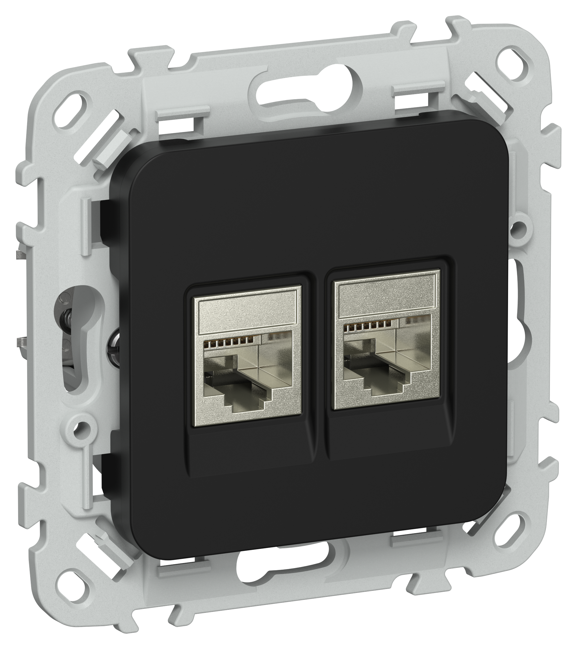 FLITE Розетка 2-местная компьютерная RJ45 категория 5Е STP РК5е-2-1-ФлЧ черный IEK