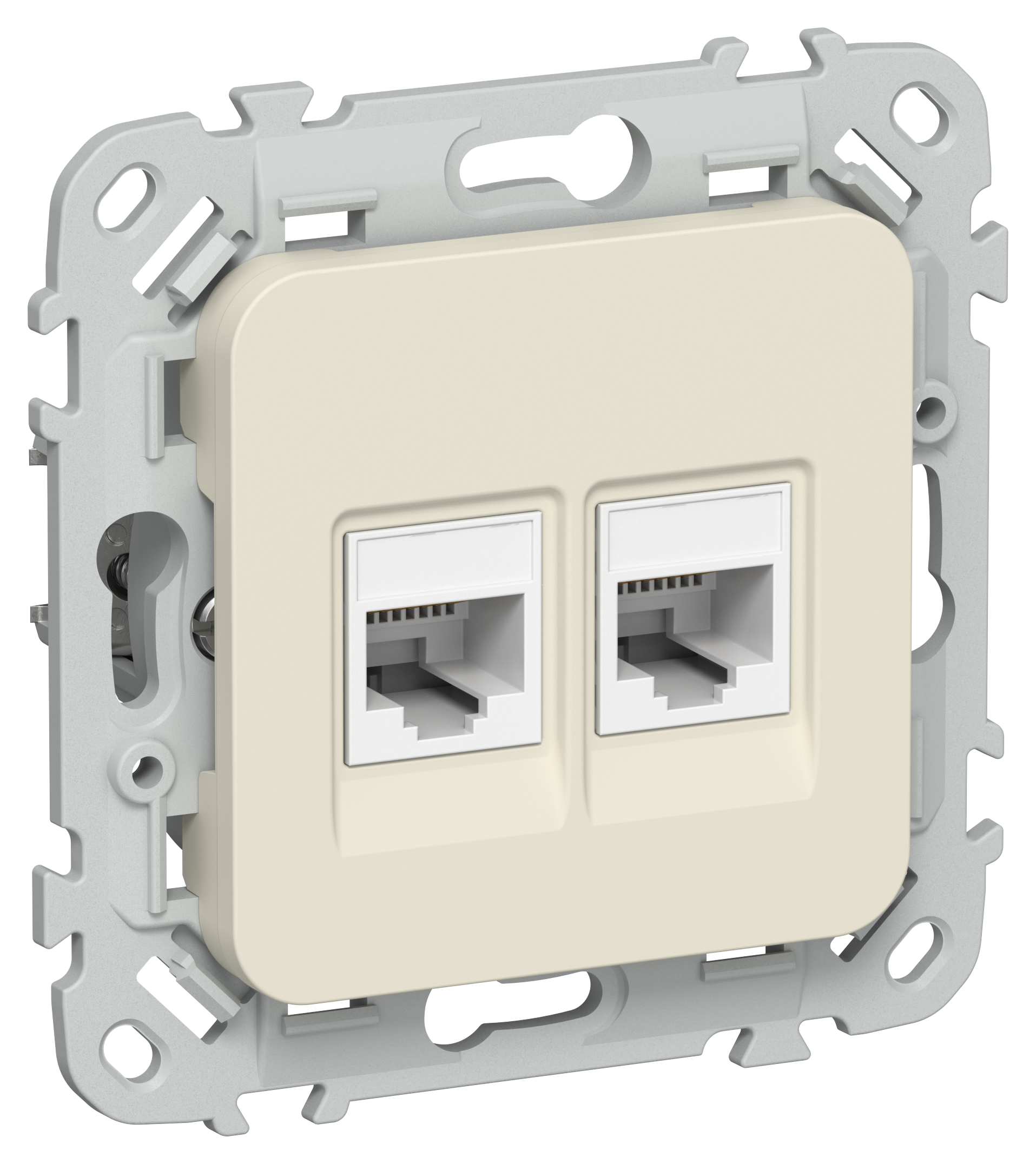 FLITE Розетка 2-местная RJ45/RJ11 категория 5Е/3 UTP РКТ5е/3-2-0-ФлСл сливочный IEK