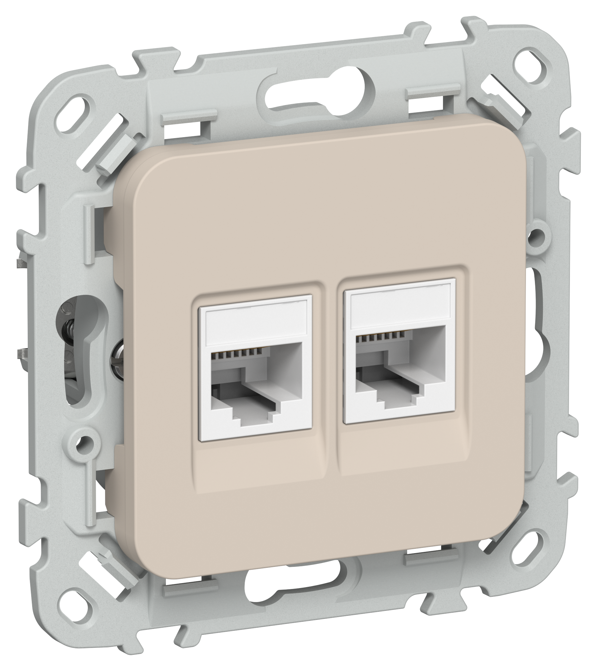 FLITE Розетка 2-местная RJ45/RJ11 категория 5Е/3 UTP РКТ5е/3-2-0-ФлЛ льняной IEK