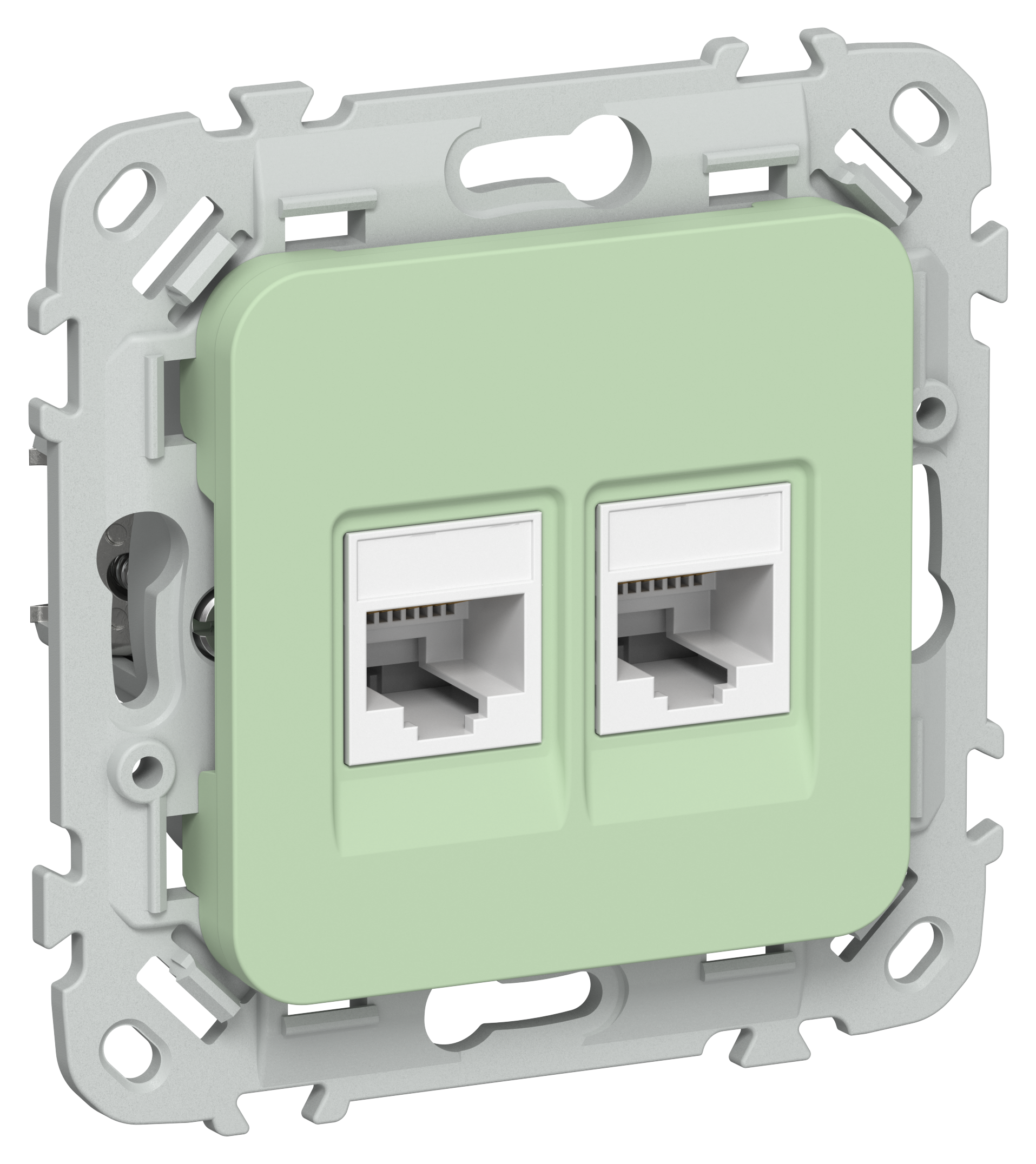 FLITE Розетка 2-местная RJ45/RJ11 категория 5Е/3 UTP РКТ5е/3-2-0-ФлФ фисташковый IEK