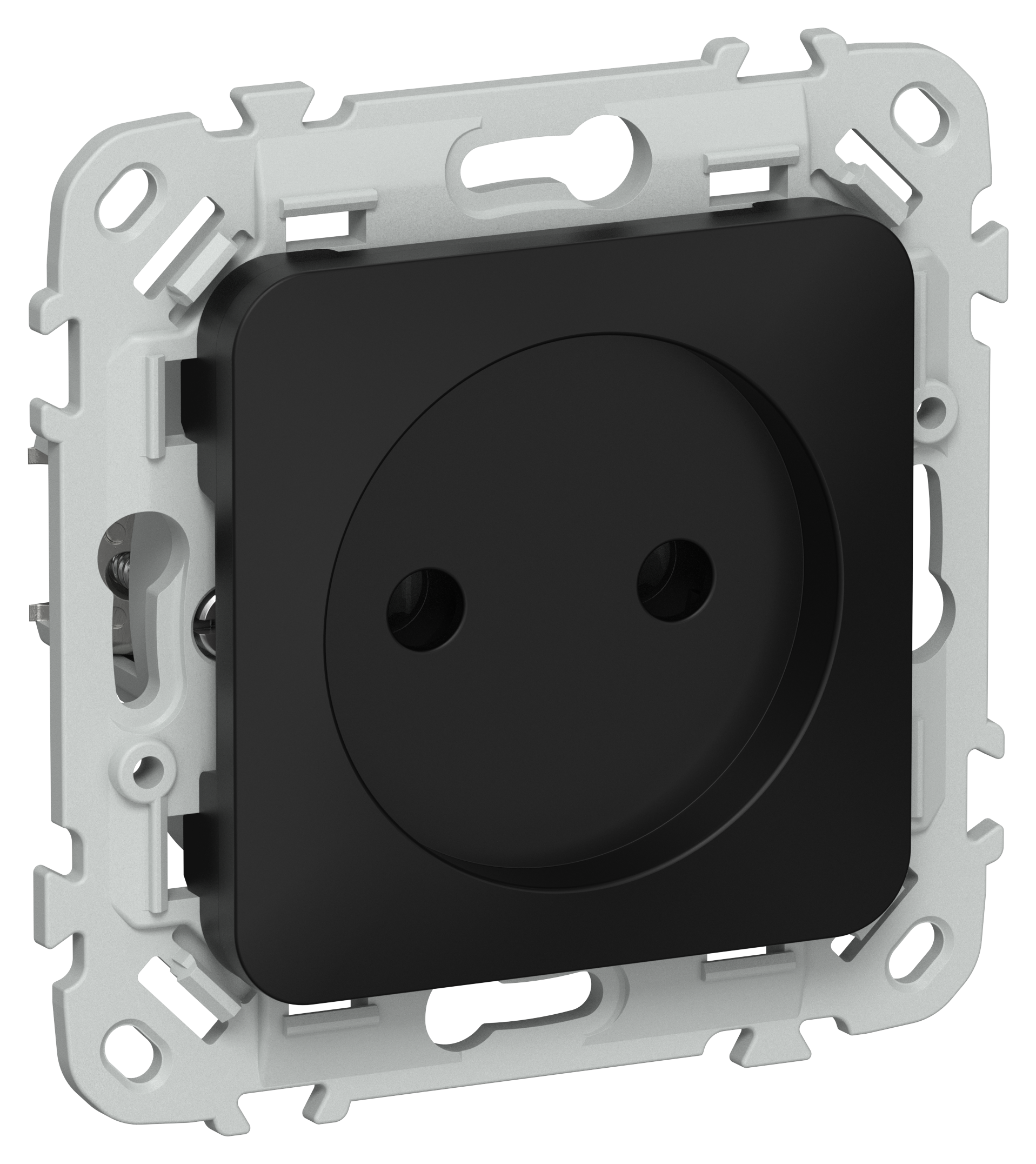 FLITE Розетка без заземления без защитных шторок безвинтовое крепление 10А РС01-1-ФлЧ черный IEK