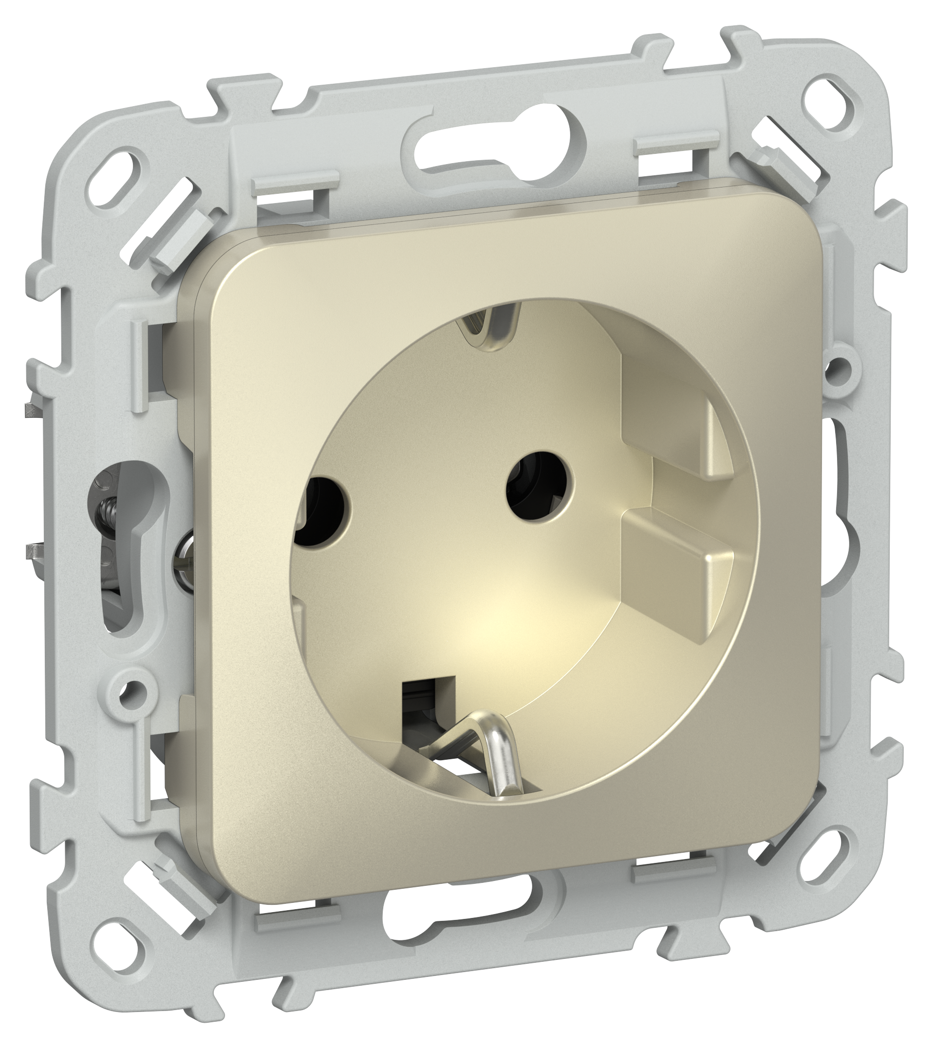 FLITE Розетка с заземлением без защитных шторок безвинтовое крепление 16А РС11-1-ФлШ шампань IEK