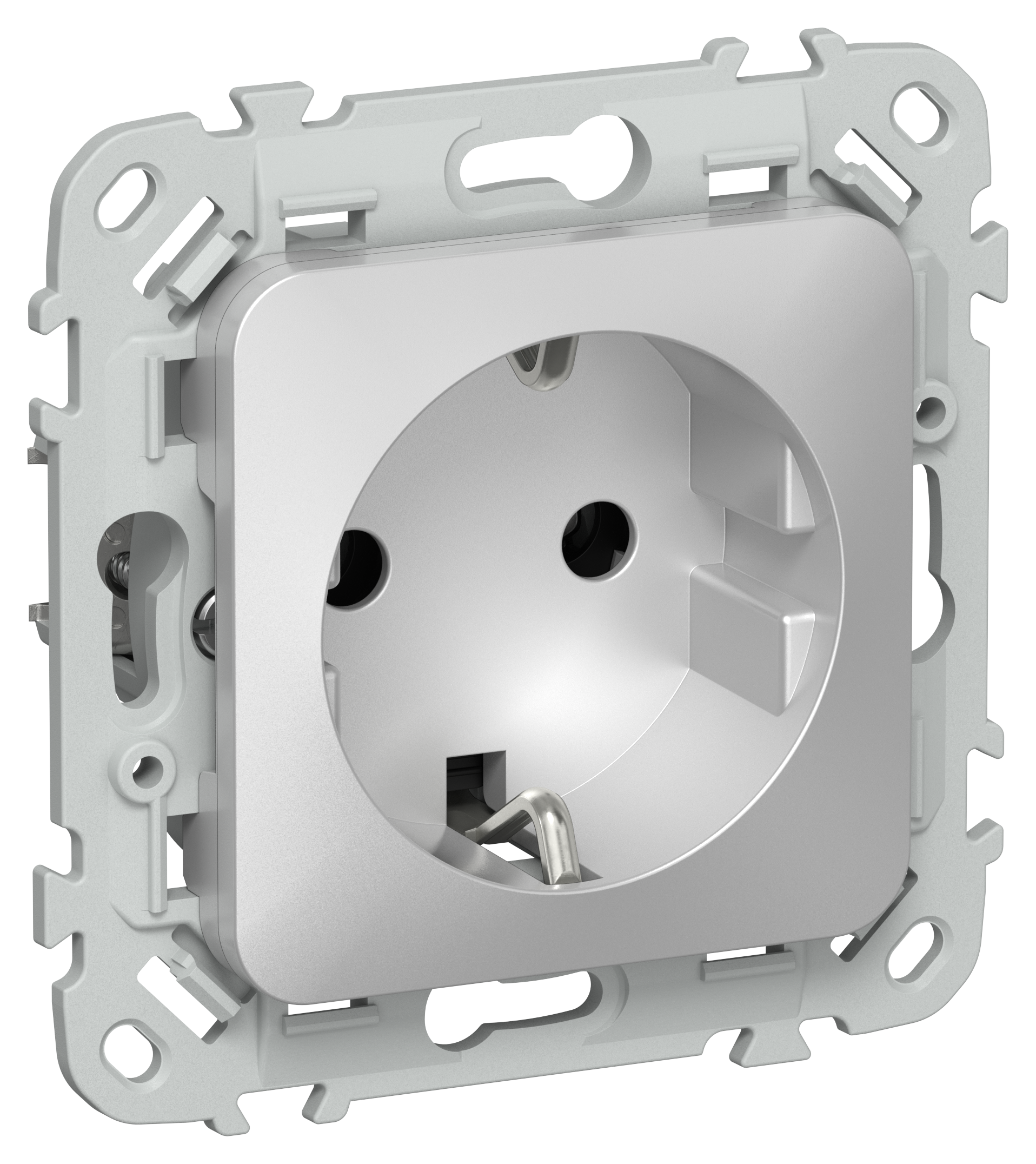 FLITE Розетка с заземлением без защитных шторок безвинтовое крепление 16А РС11-1-ФлА алюминий IEK