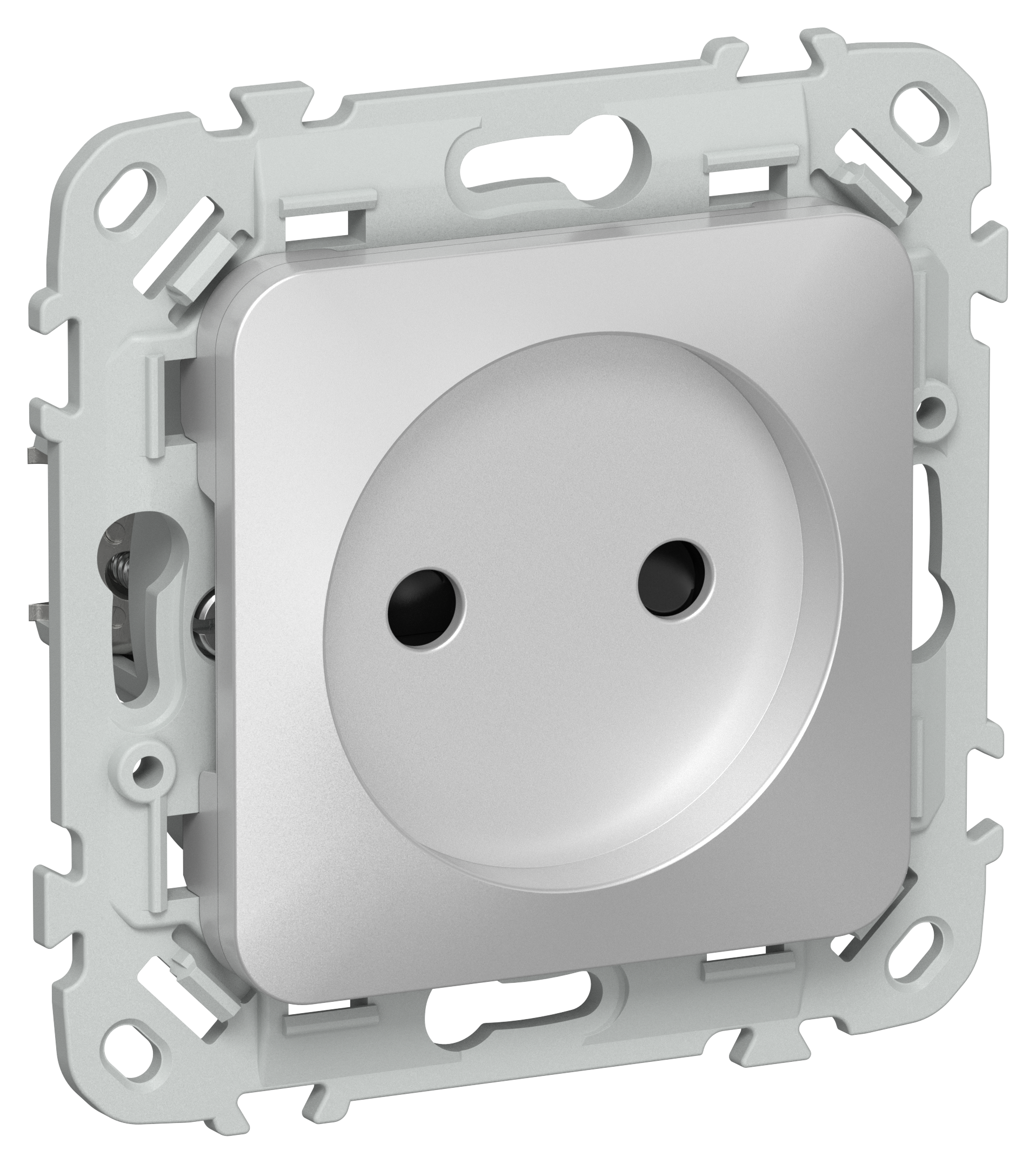 FLITE Розетка без заземления с защитными шторками безвинтовое крепление 10А РСш01-1-ФлА алюминий IEK