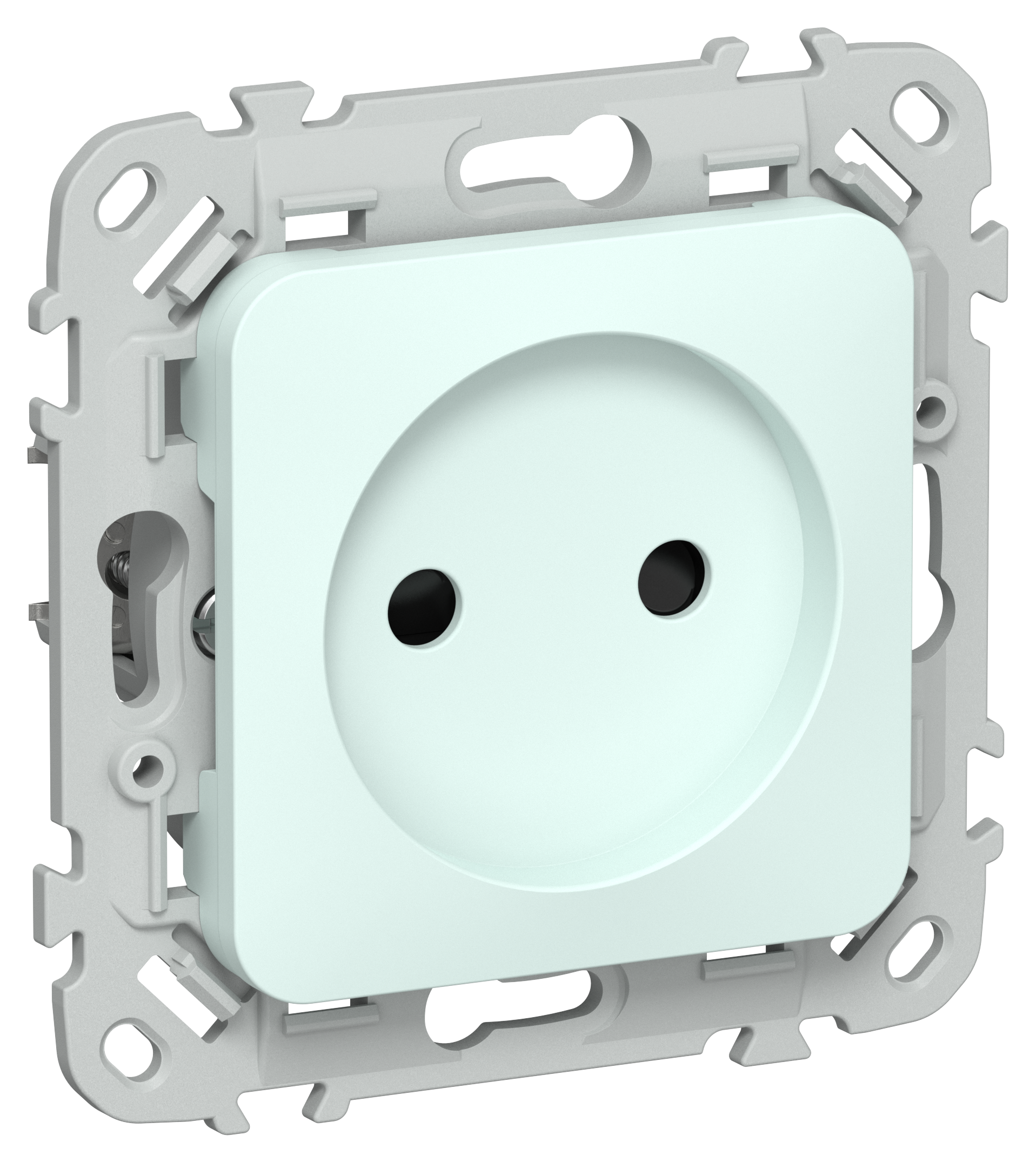 FLITE Розетка без заземления с защитными шторками безвинтовое крепление 10А РСш01-1-ФлХЛ холодный лед IEK