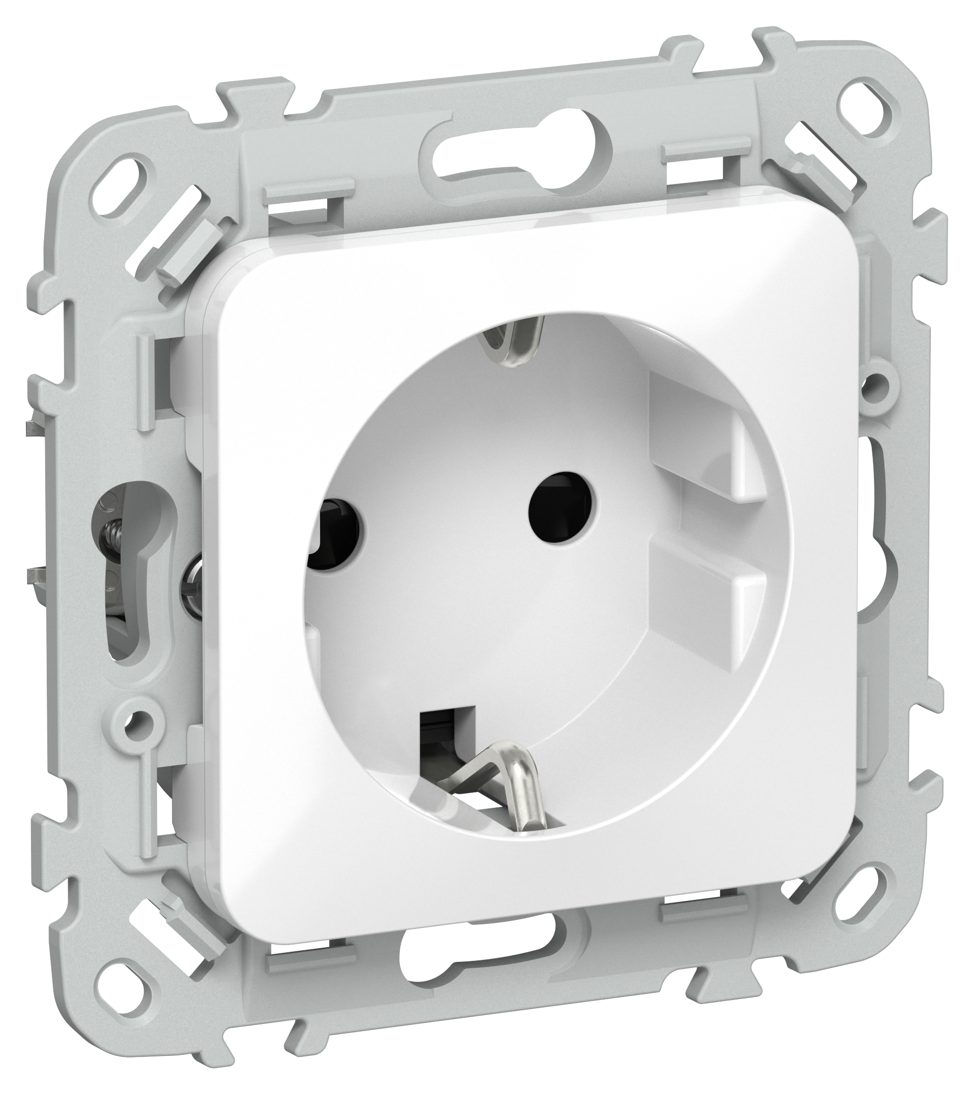 FLITE Розетка с заземлением с защитными шторками безвинтовое крепление 16А РСш11-1-ФлБ белый IEK