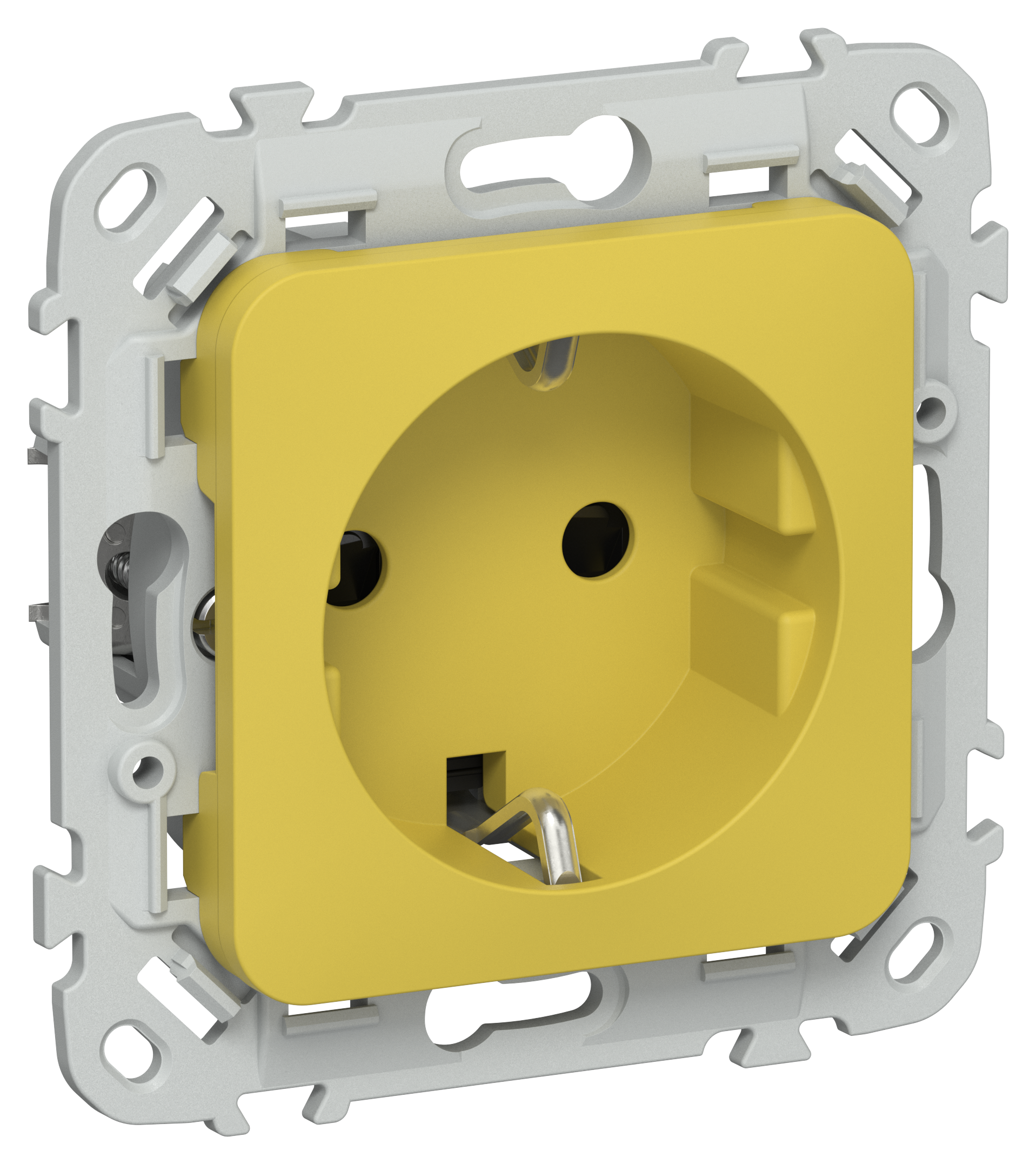 FLITE Розетка с заземлением с защитными шторками безвинтовое крепление 16А РСш11-1-ФлЖК желтый карри IEK