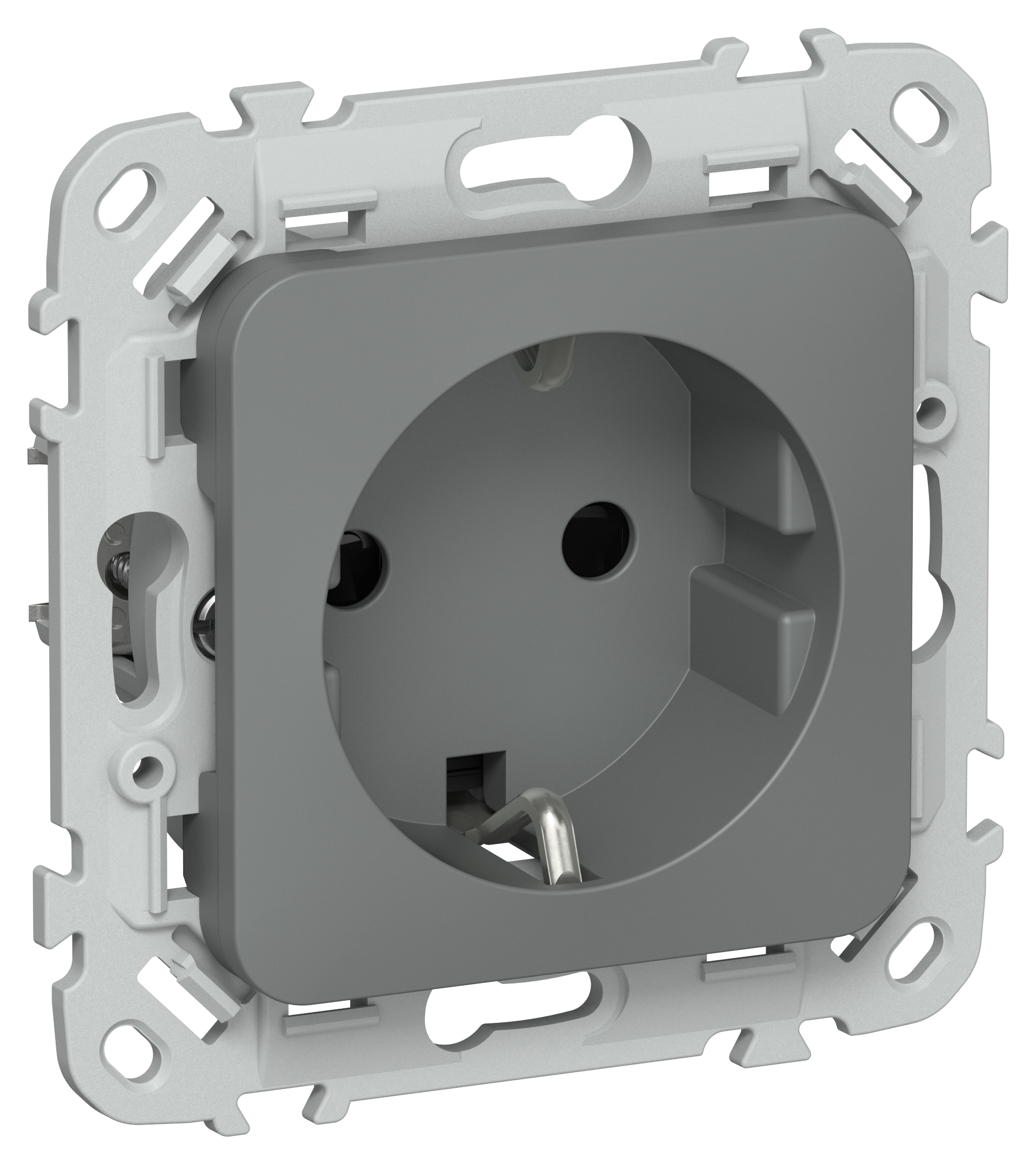 FLITE Розетка с заземлением с защитными шторками безвинтовое крепление 16А РСш11-1-ФлМА мокрый асфальт IEK