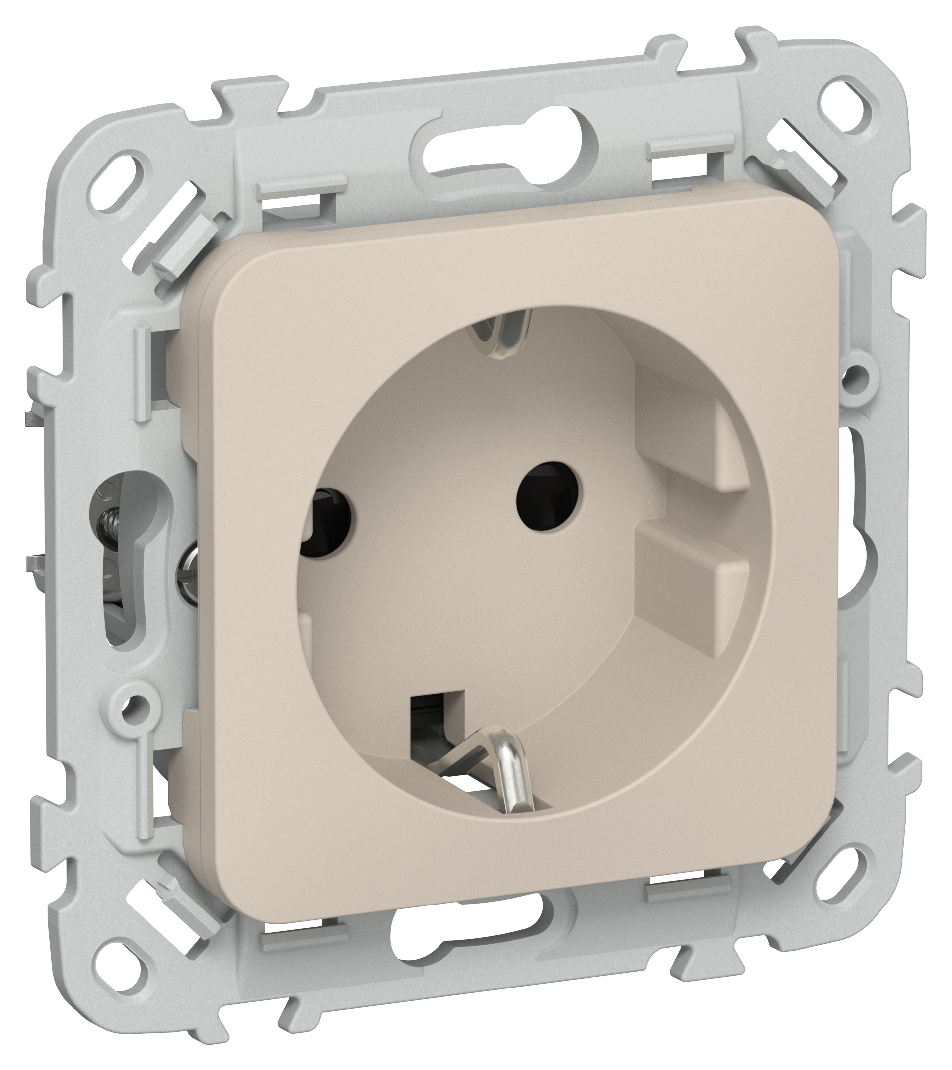 FLITE Розетка с заземлением с защитными шторками безвинтовое крепление 16А РСш11-1-ФлЛ льняной IEK