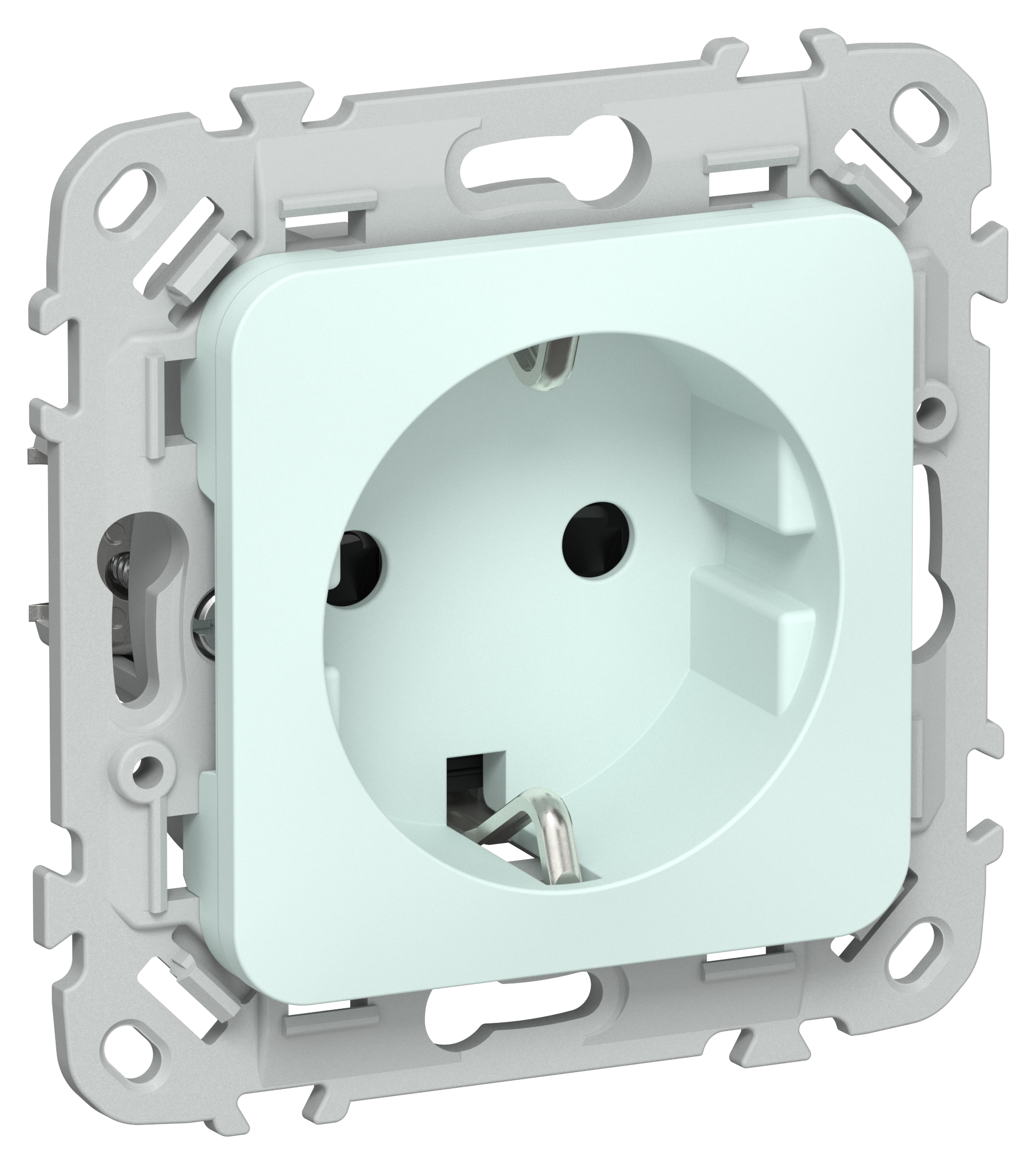 FLITE Розетка с заземлением с защитными шторками безвинтовое крепление 16А РСш11-1-ФлХЛ холодный лед IEK