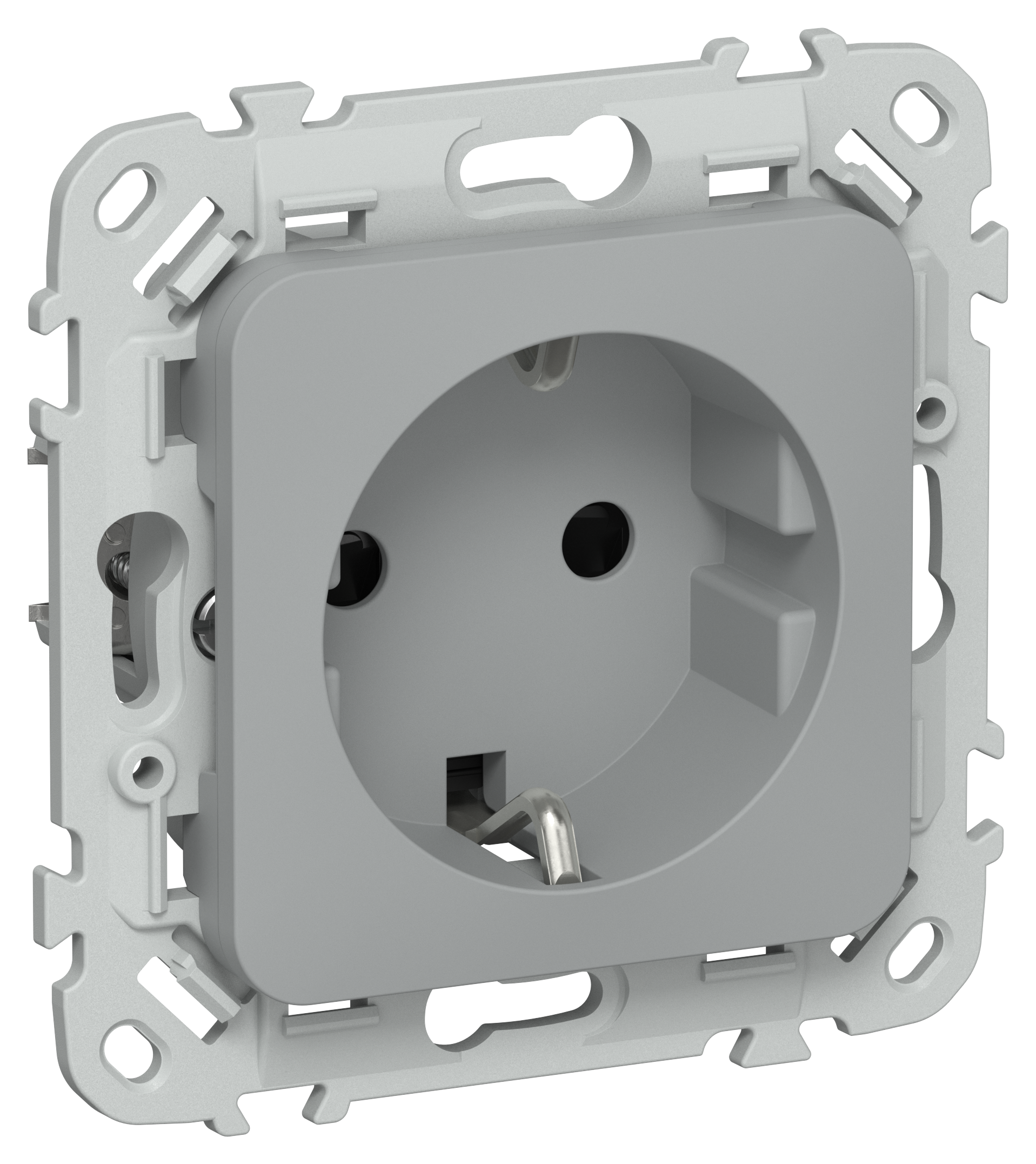 FLITE Розетка с заземлением с защитными шторками 16А РСш11-0-ФлС серый IEK