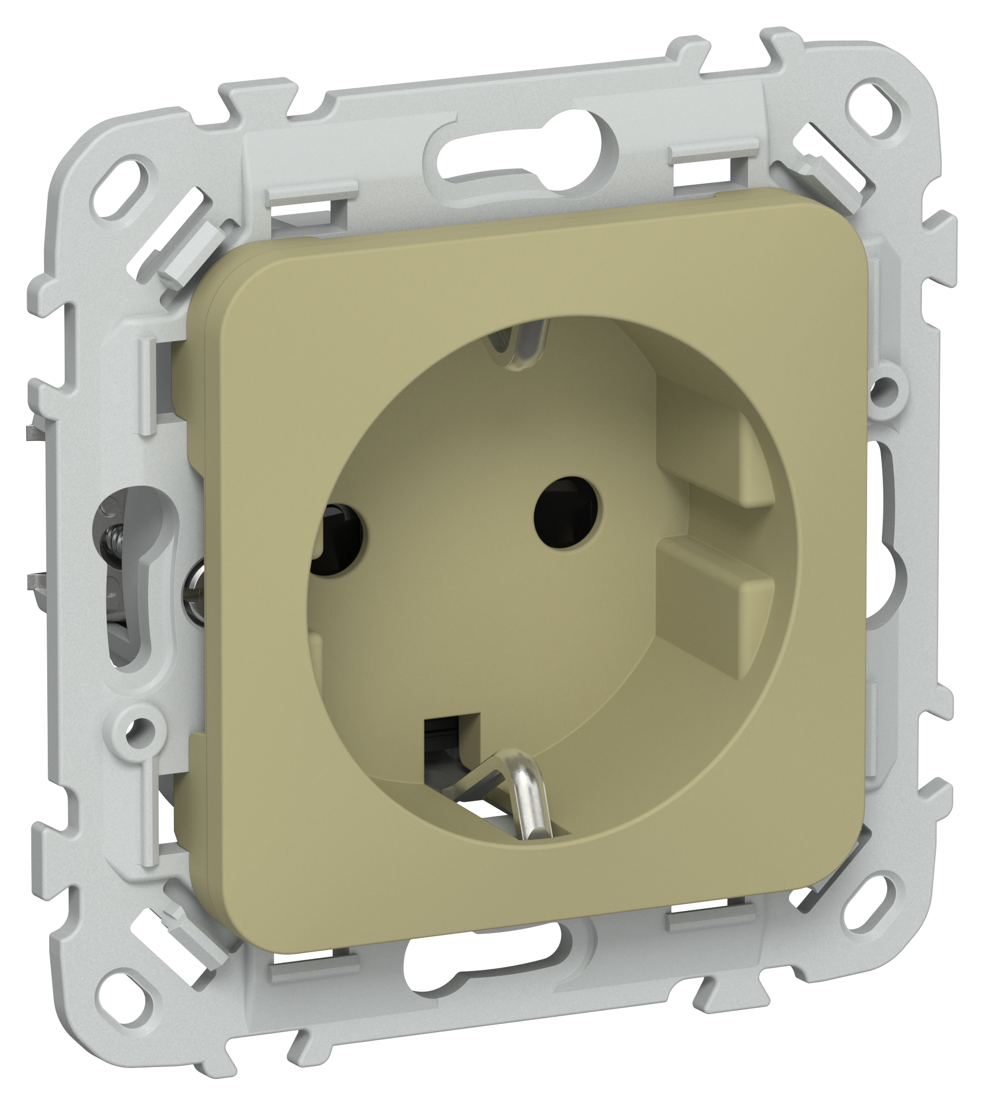 FLITE Розетка с заземлением с защитными шторками 16А РСш11-0-ФлО оливковый IEK