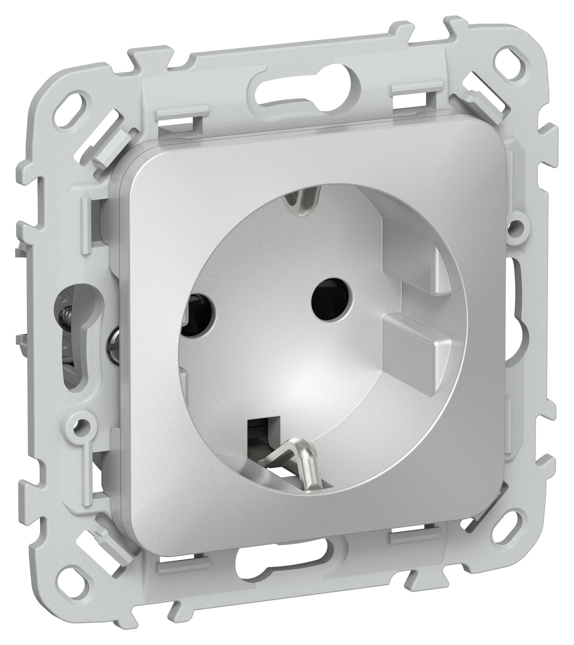 FLITE Розетка с заземлением с защитными шторками 16А РСш11-0-ФлА алюминий IEK