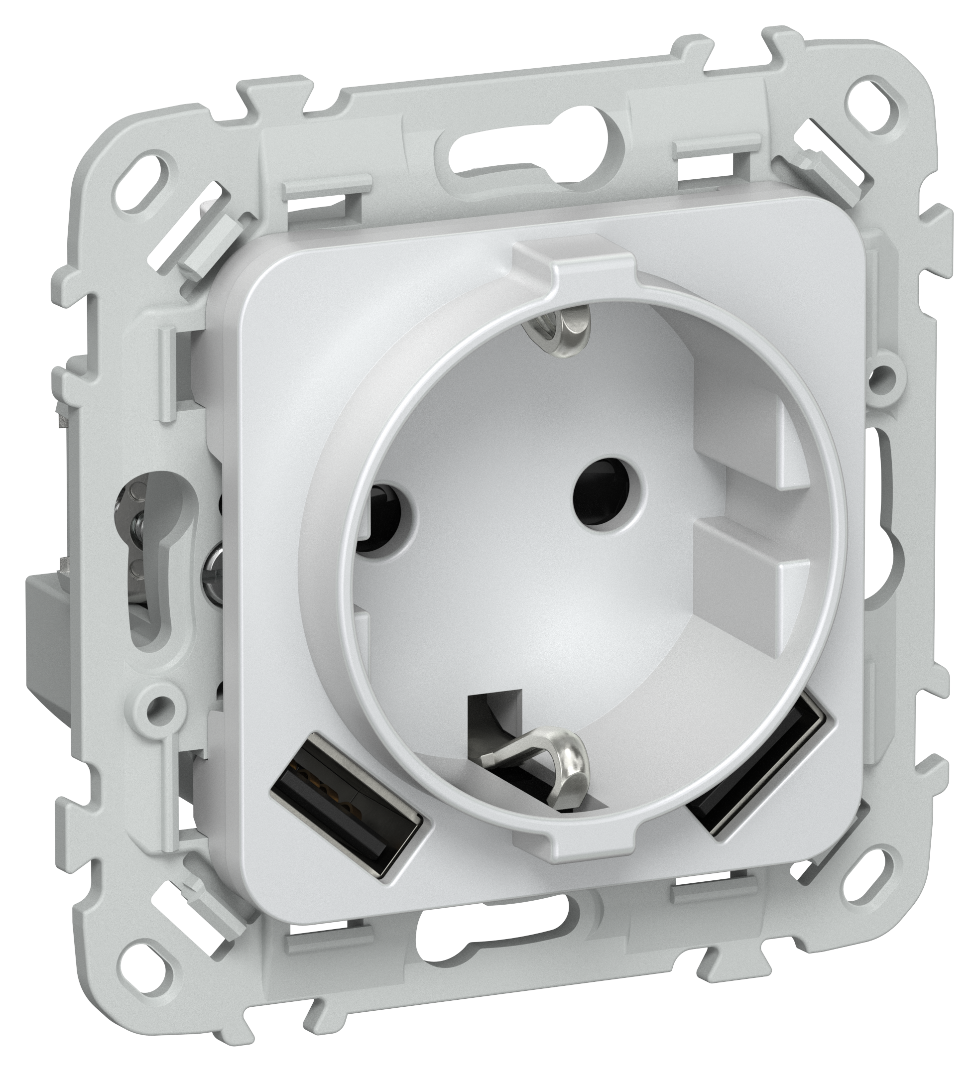 FLITE Розетка 1-местная с заземлением с защитными шторками 16А с USB A+A 3,1А РСЮша11-0-ФлЖ жемчуг IEK