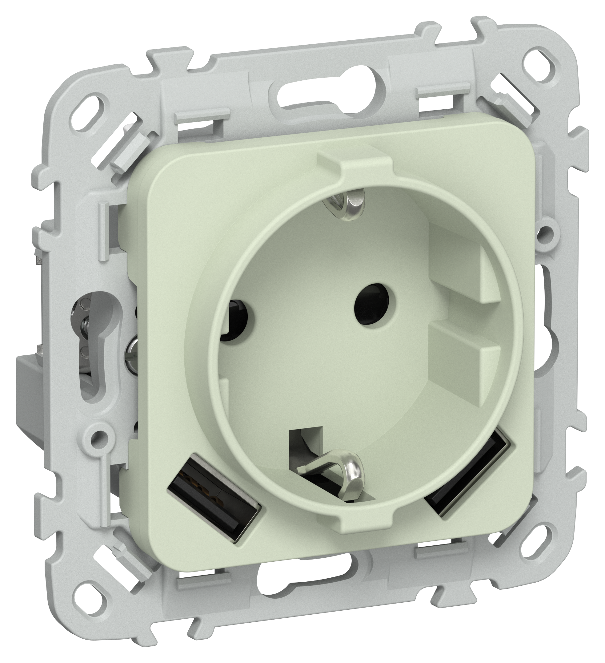 FLITE Розетка 1-местная с заземлением с защитными шторками 16А с USB A+A 3,1А РСЮша11-0-ФлП панг IEK