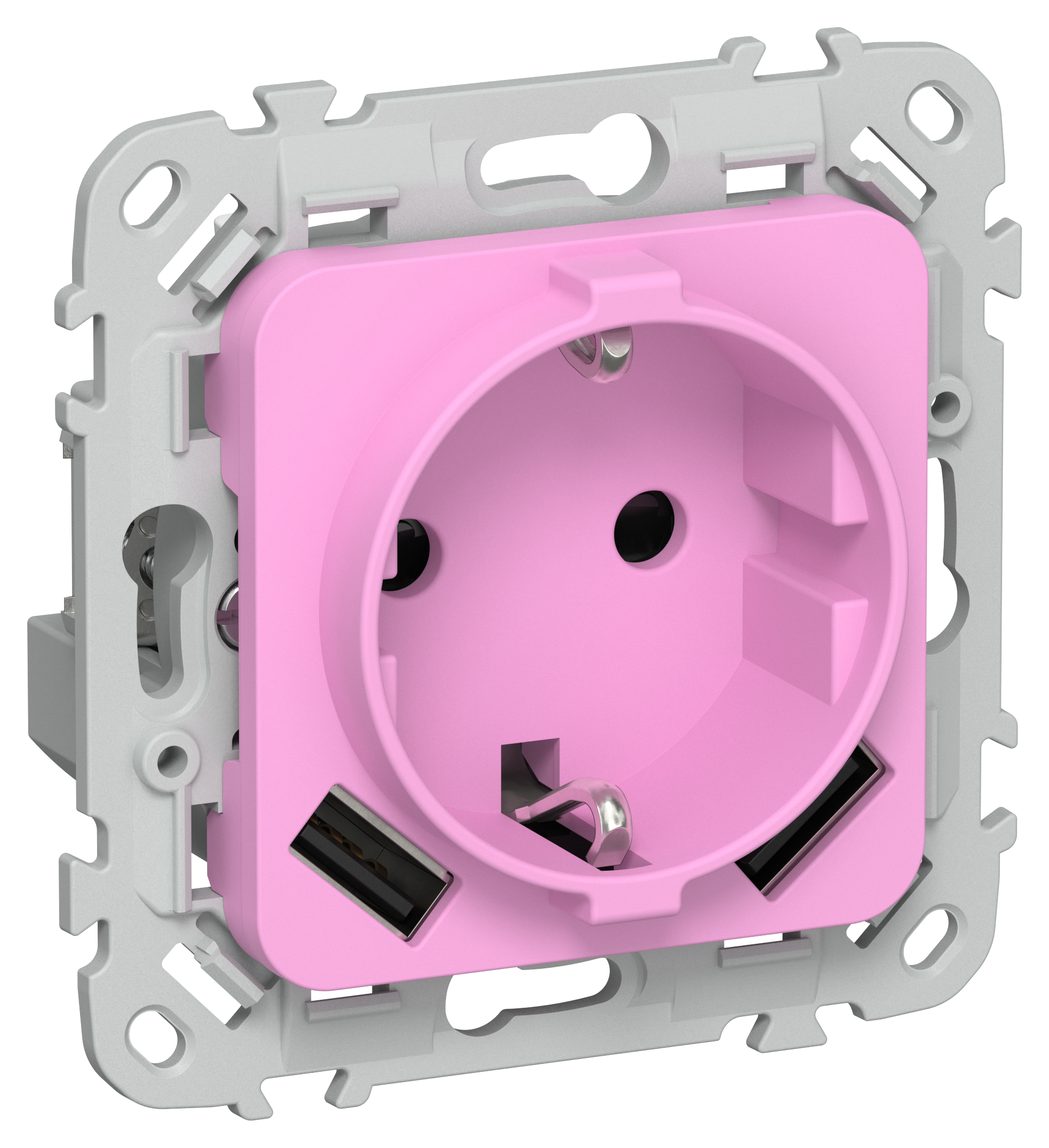 FLITE Розетка 1-местная с заземлением с защитными шторками 16А с USB A+A 3,1А РСЮша11-0-ФлПр пурпурный IEK
