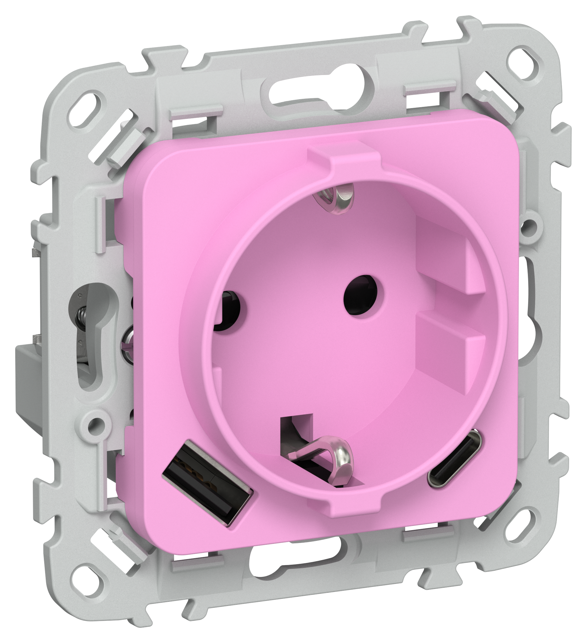 FLITE Розетка 1-местная с заземлением с защитными шторками 16А с USB A+C 20Вт РСЮшс11-0-ФлПр пурпурный IEK