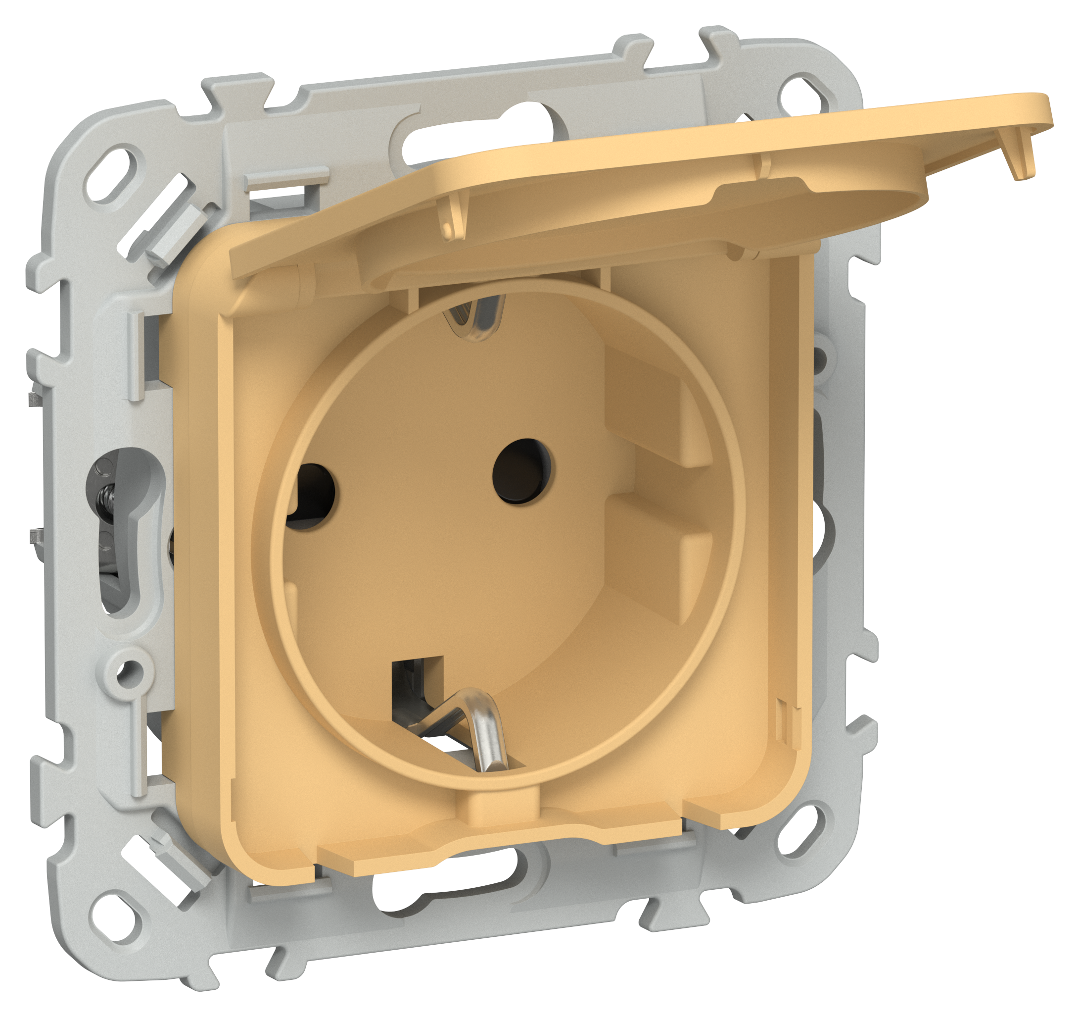 FLITE Розетка с заземлением с защитными шторками и крышкой безвинтовое крепление 16А IP44 РСшкр11-1-44-ФлЗ золотарник IEK