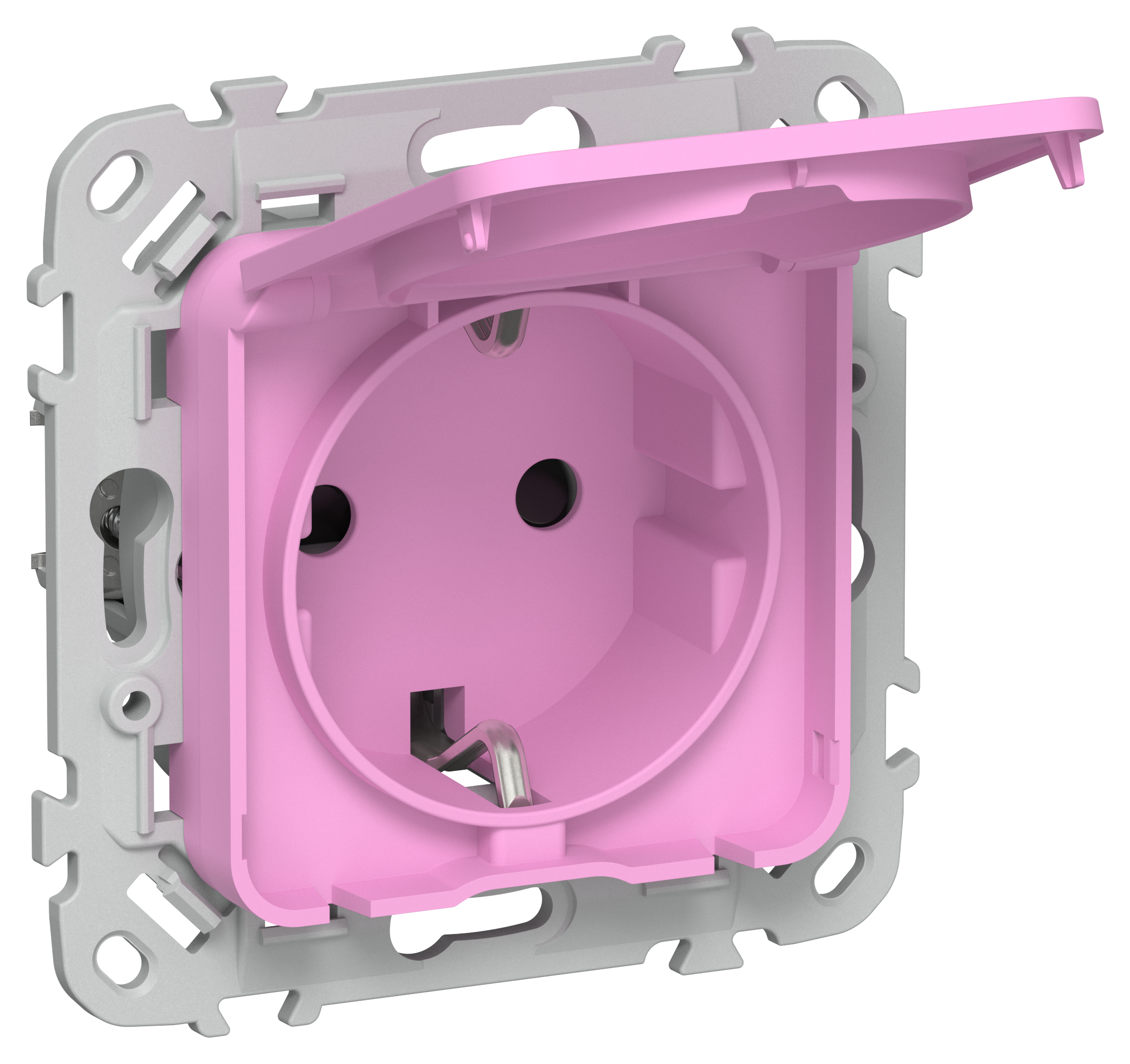 FLITE Розетка с заземлением с защитными шторками и крышкой безвинтовое крепление 16А IP44 РСшкр11-1-44-ФлПр пурпурный IEK