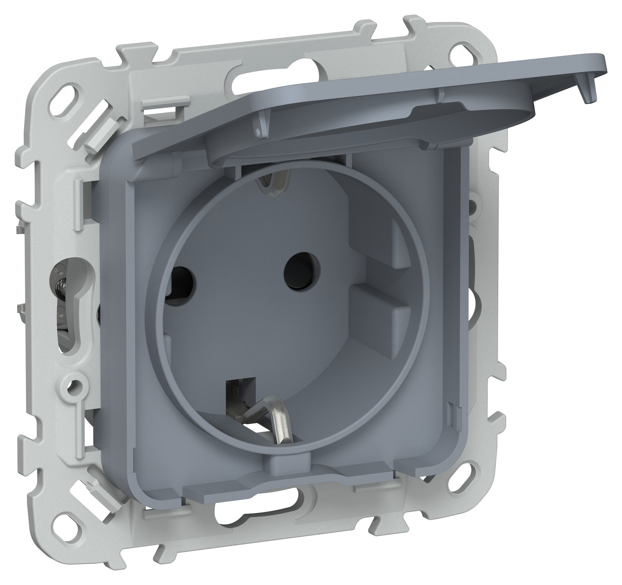 FLITE Розетка с заземлением с защитными шторками и крышкой 16А IP44 РСшкр11-0-44-ФлМ маренго IEK