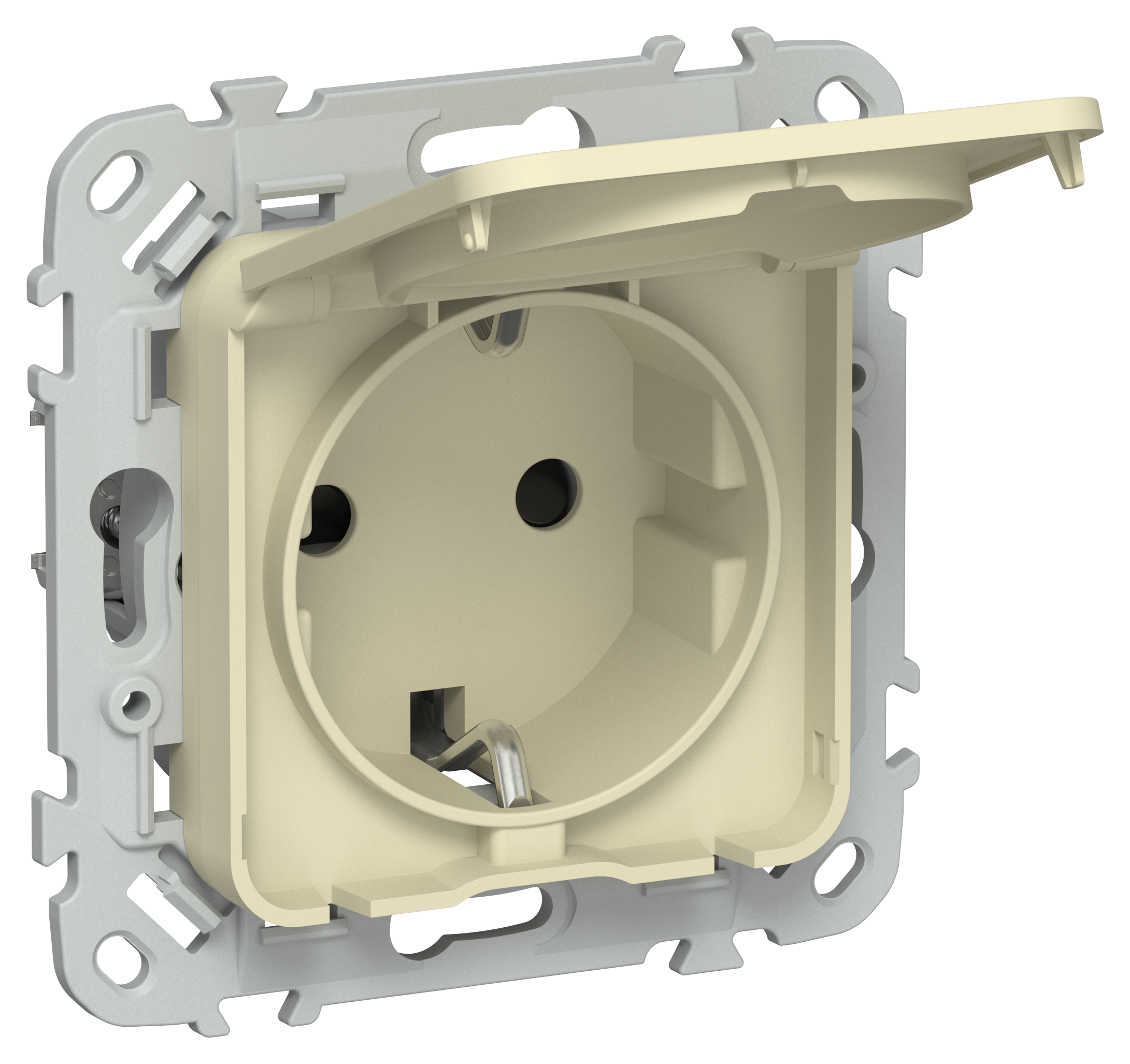 FLITE Розетка с заземлением с защитными шторками и крышкой 16А IP44 РСшкр11-0-44-ФлН навахо IEK