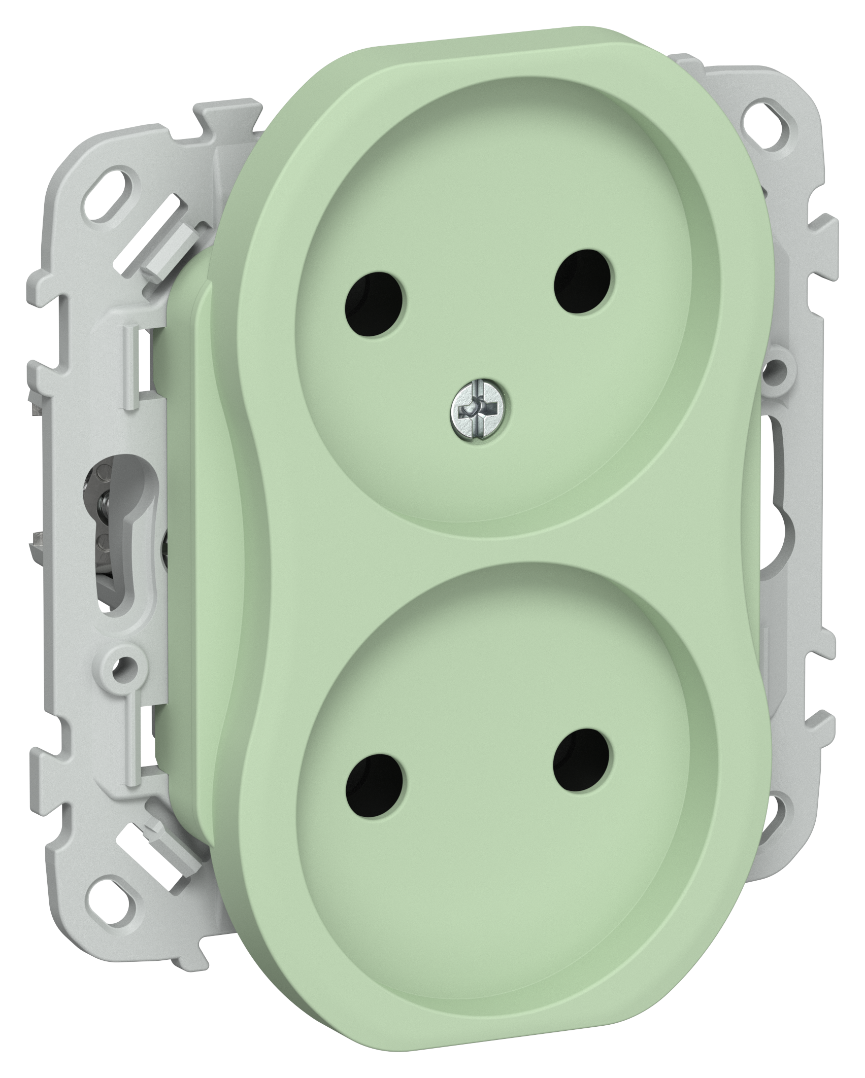 FLITE Розетка 2-местная без заземления без защитных шторок безвинтовое крепление 10А РС02-1-ФлФ фисташковый IEK