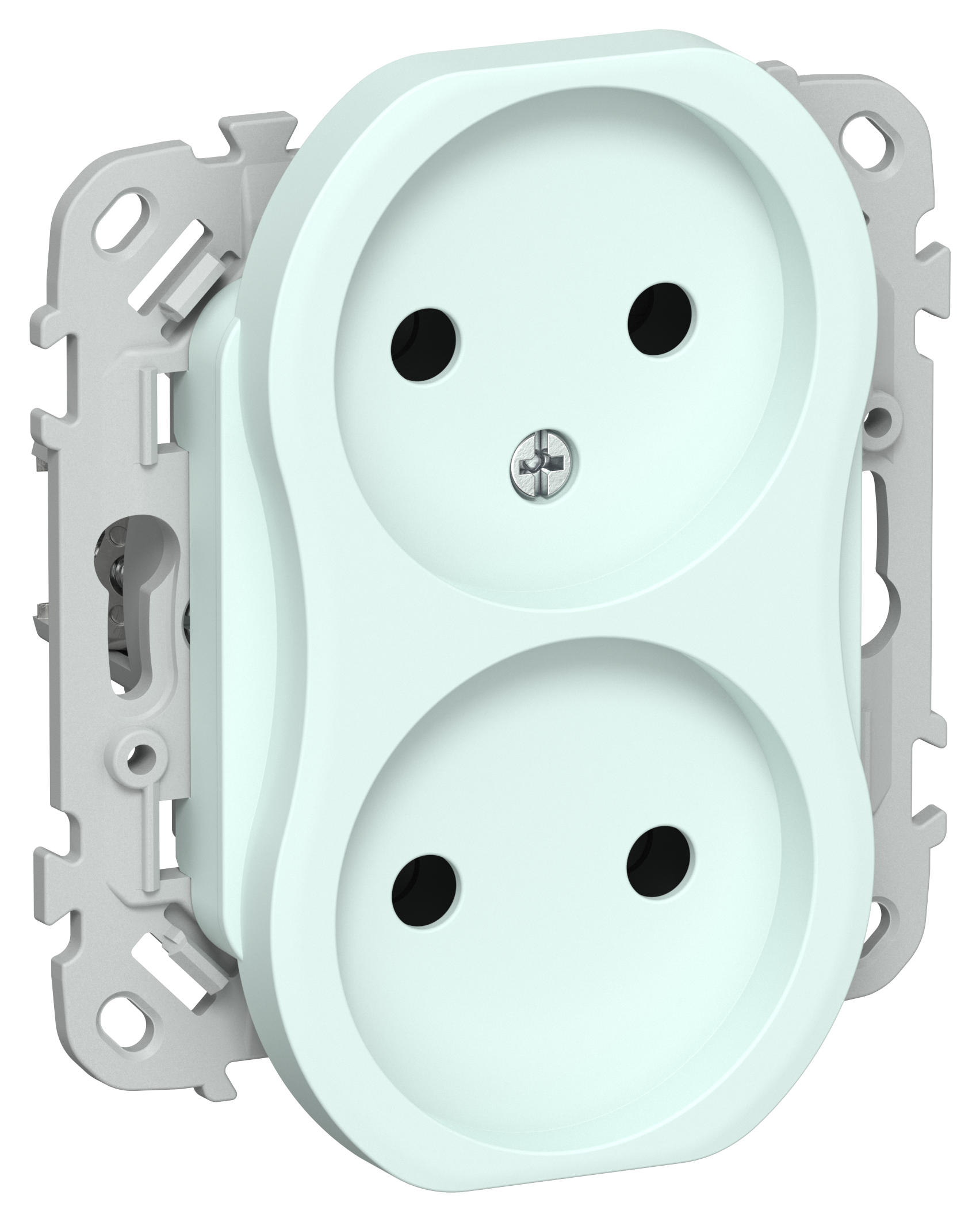 FLITE Розетка 2-местная без заземления без защитных шторок безвинтовое крепление 10А РС02-1-ФлХЛ холодный лед IEK