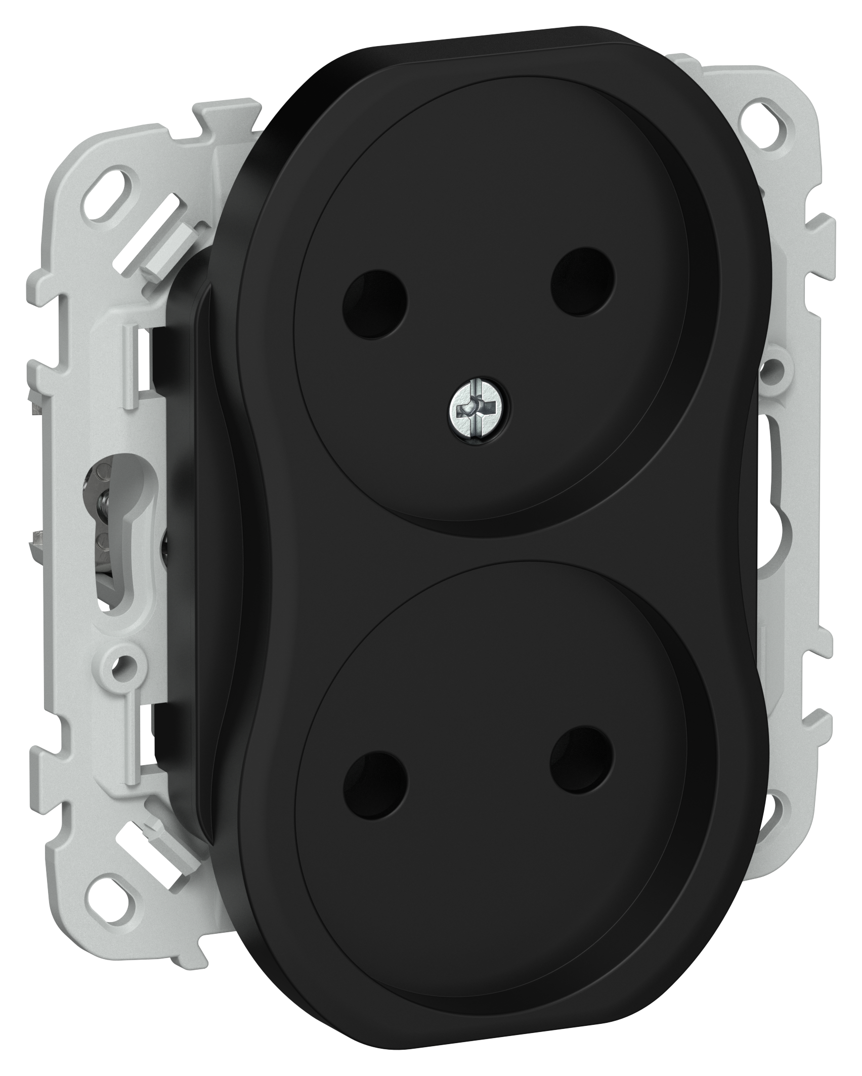 FLITE Розетка 2-местная без заземления без защитных шторок 10А РС02-0-ФлЧ черный IEK