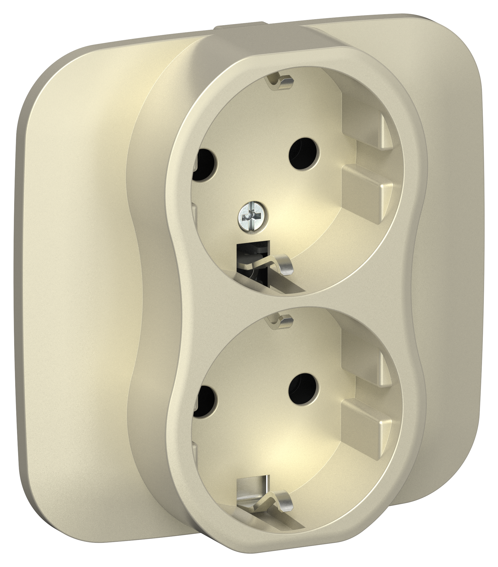 FLITE Розетка 2-местная с заземлением без защитных шторок безвинтовое крепление 16А в сборе РС12-1-А-ФлШ шампань IEK