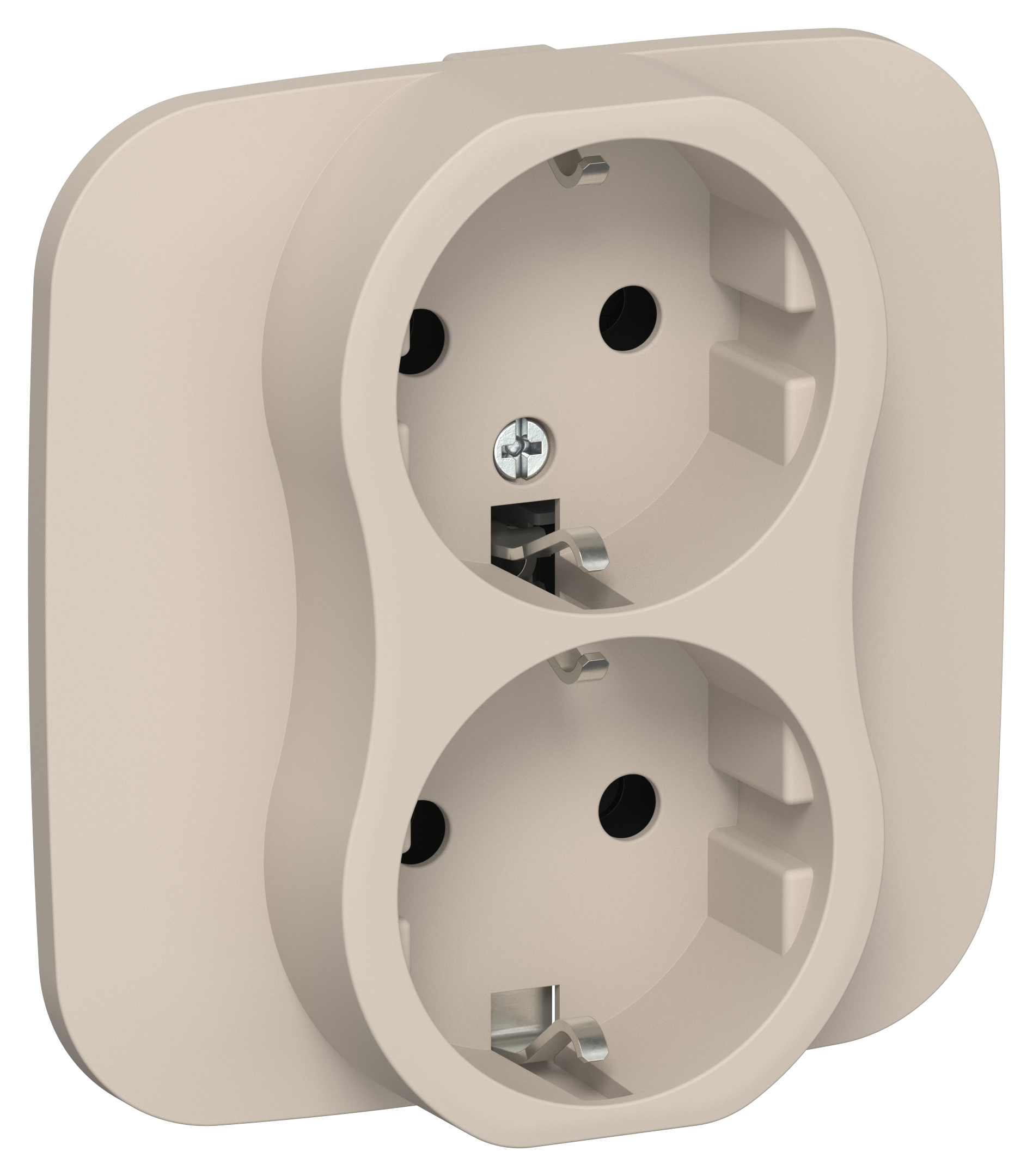 FLITE Розетка 2-местная с заземлением без защитных шторок безвинтовое крепление 16А в сборе РС12-1-А-ФлЛ льняной IEK