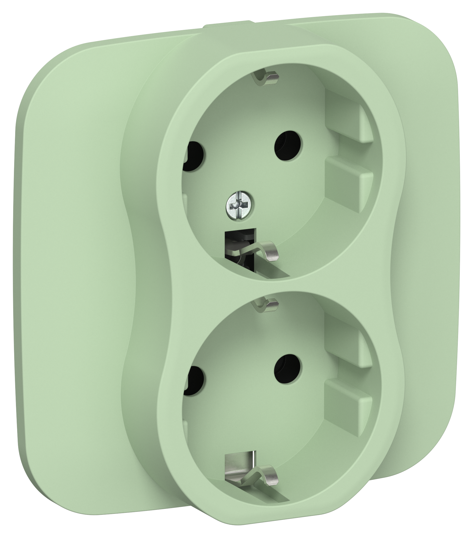 FLITE Розетка 2-местная с заземлением без защитных шторок безвинтовое крепление 16А в сборе РС12-1-А-ФлФ фисташковый IEK