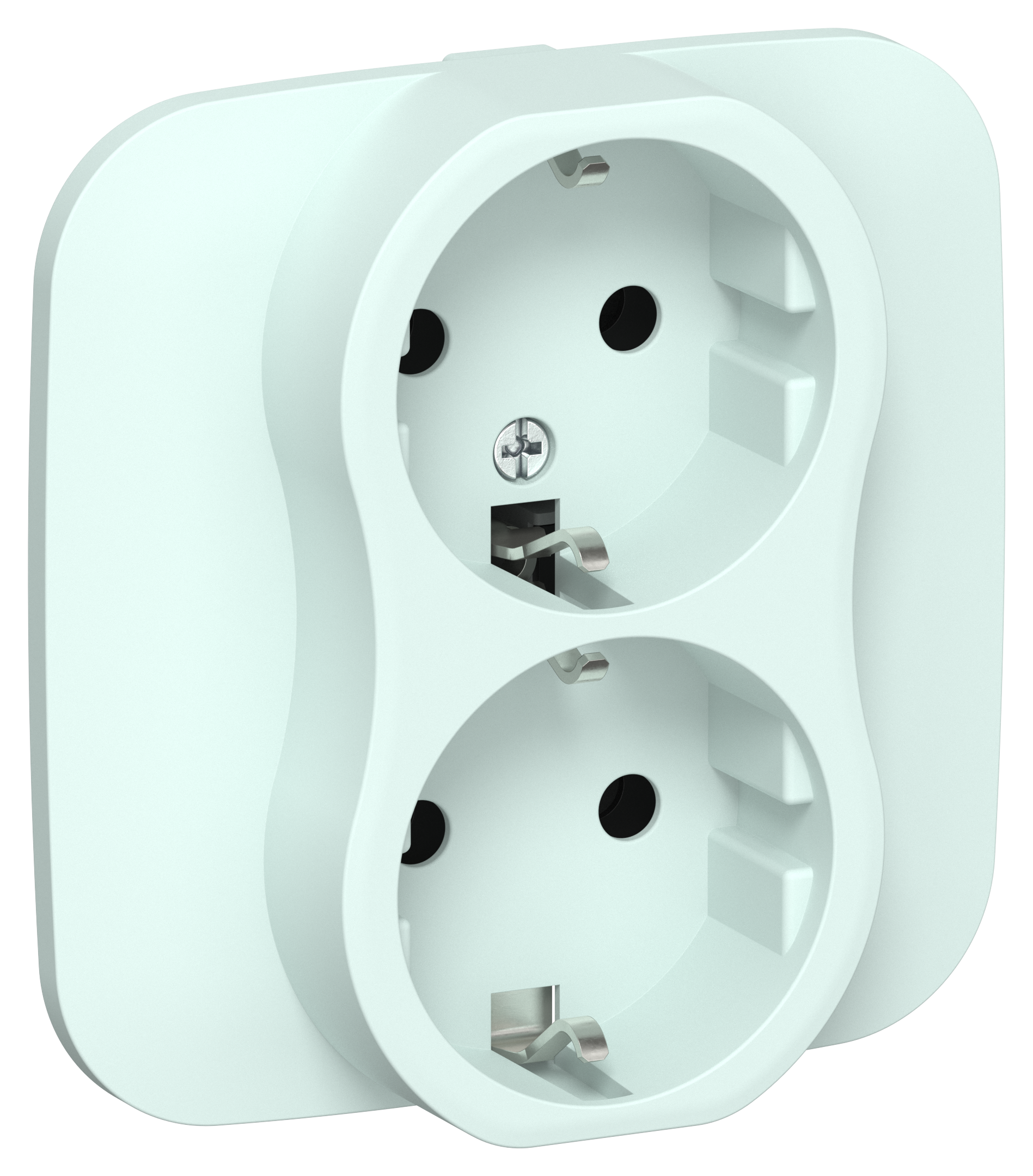 FLITE Розетка 2-местная с заземлением без защитных шторок безвинтовое крепление 16А в сборе РС12-1-А-ФлХЛ холодный лед IEK