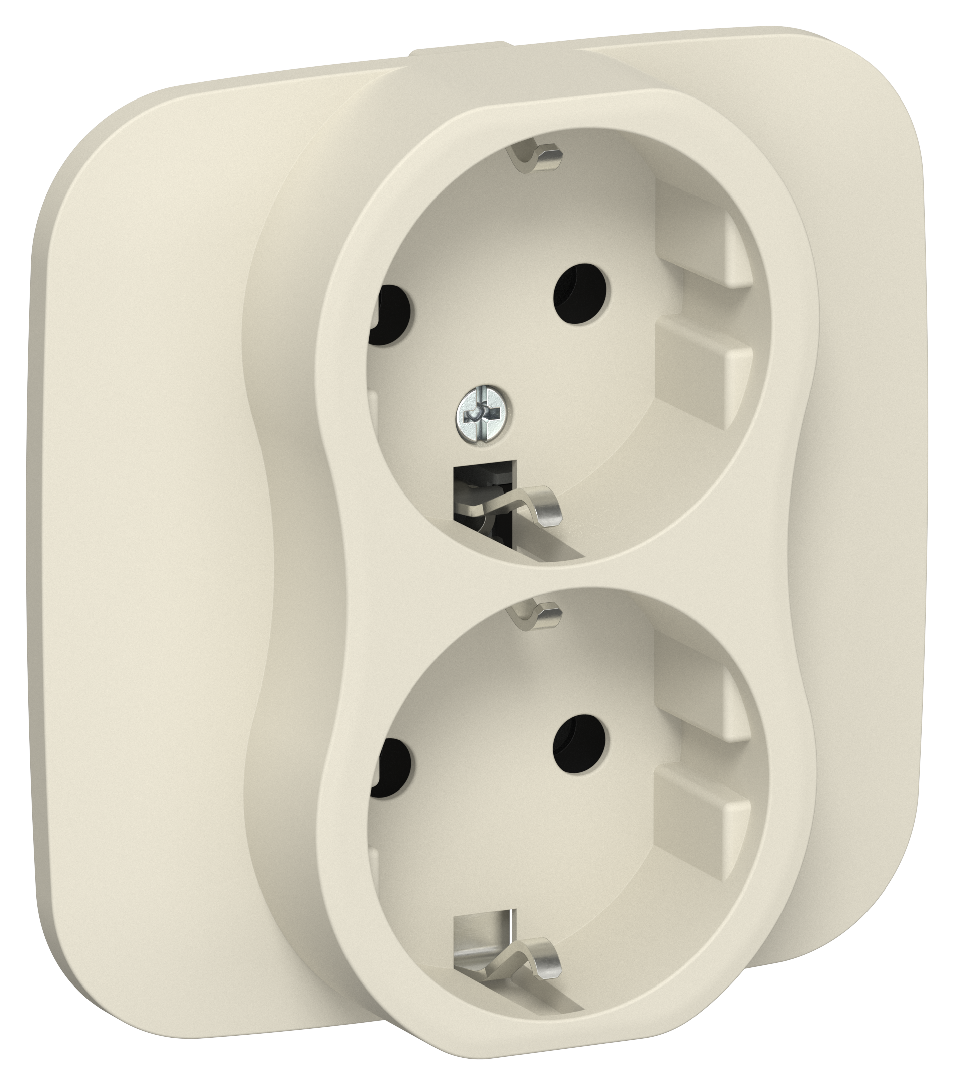 FLITE Розетка 2-местная с заземлением без защитных шторок 16А в сборе РС12-0-А-ФлСл сливочный IEK