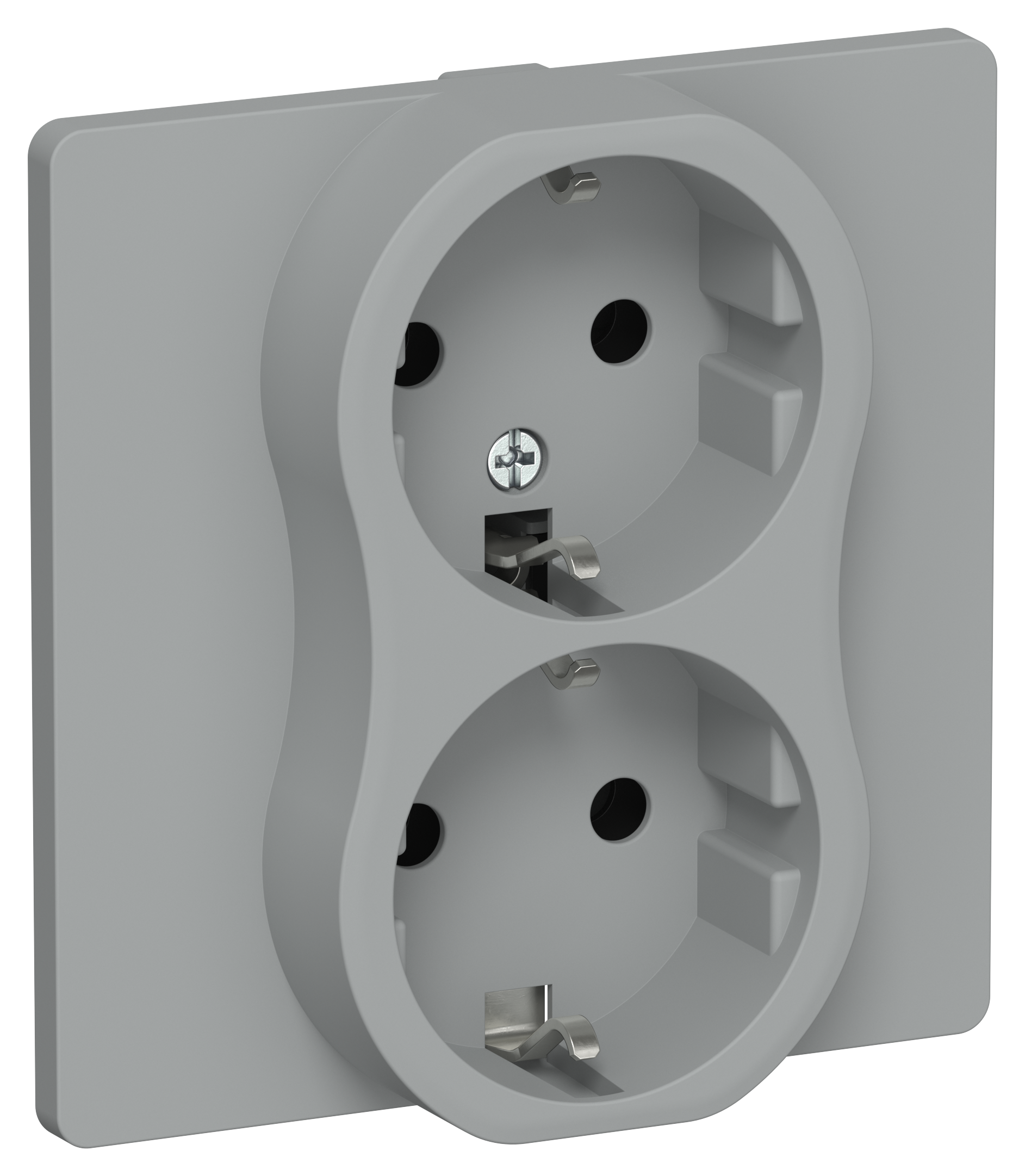 FLITE Розетка 2-местная с заземлением без защитных шторок безвинтовое крепление 16А в сборе РС12-1-К-ФлС серый IEK