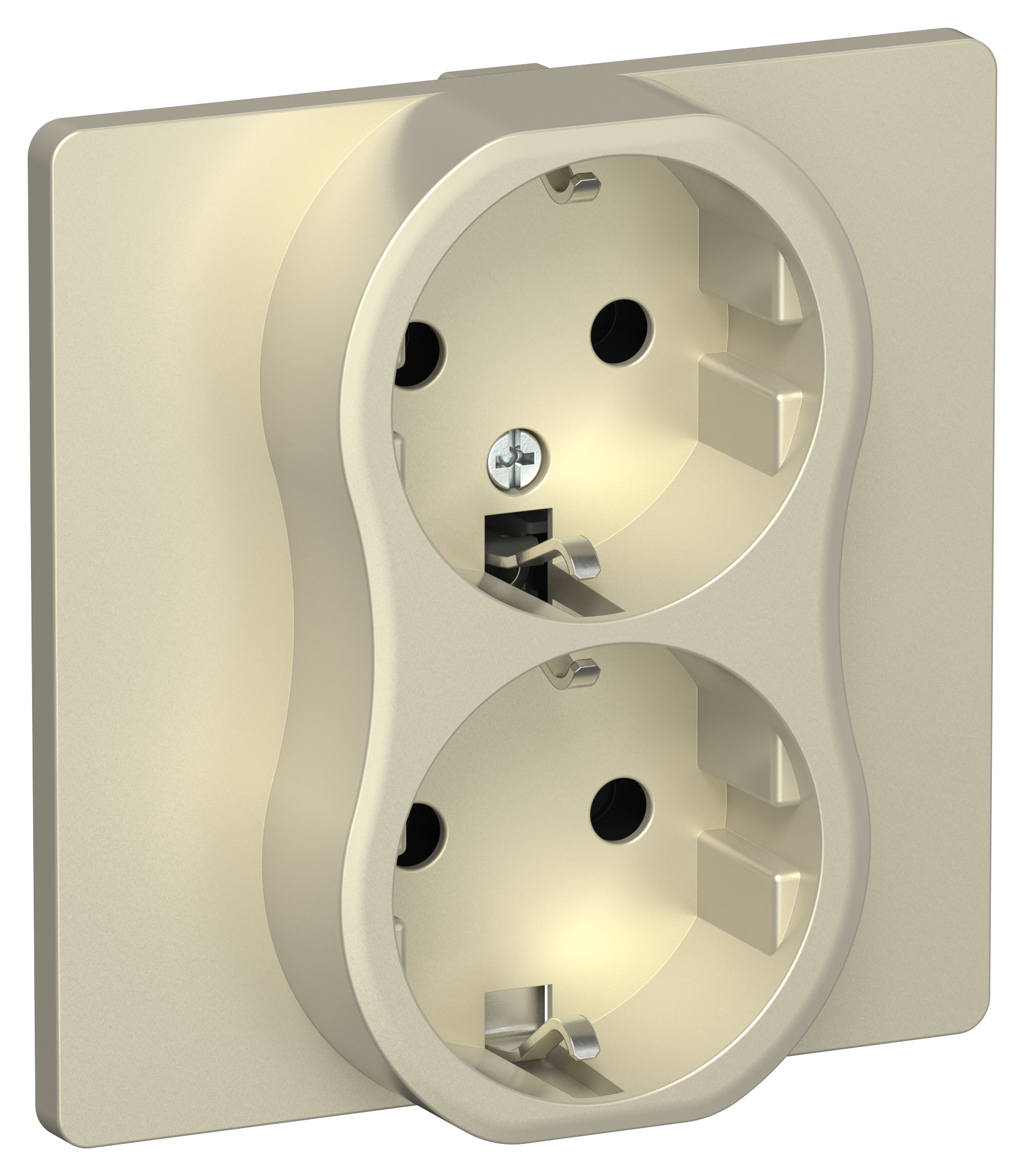 FLITE Розетка 2-местная с заземлением без защитных шторок безвинтовое крепление 16А в сборе РС12-1-К-ФлШ шампань IEK