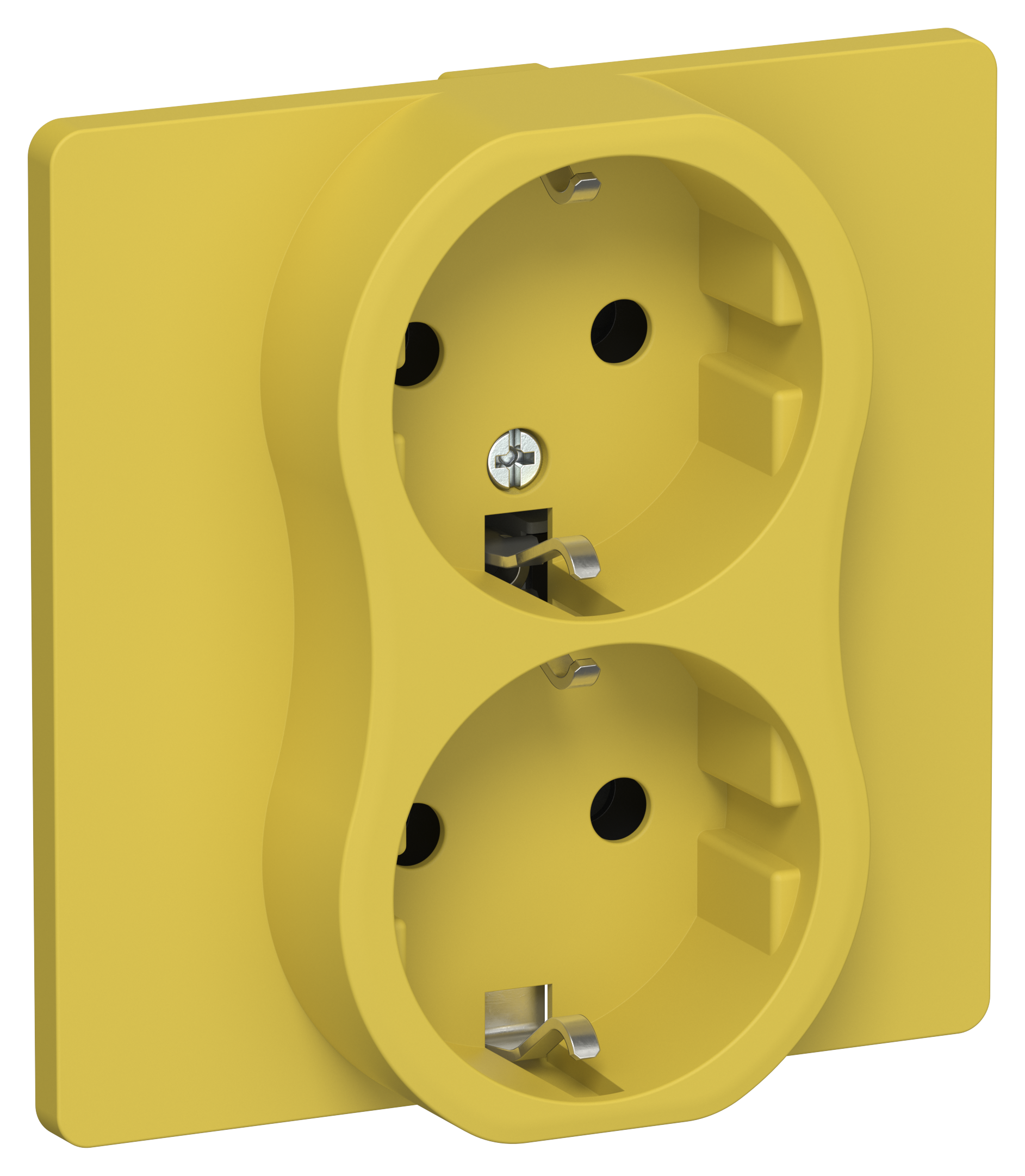 FLITE Розетка 2-местная с заземлением без защитных шторок безвинтовое крепление 16А в сборе РС12-1-К-ФлЖК желтый карри IEK