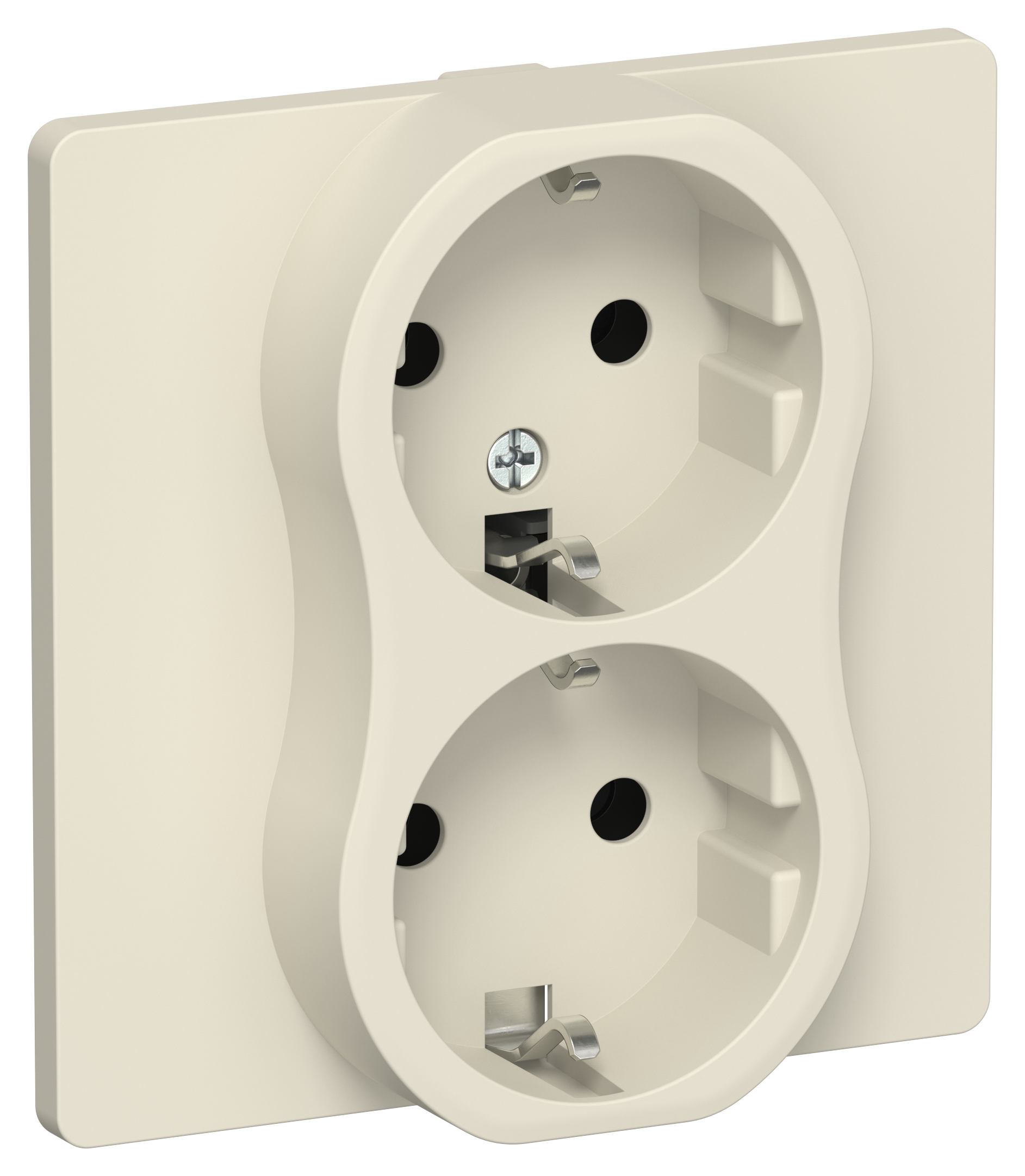 FLITE Розетка 2-местная с заземлением без защитных шторок безвинтовое крепление 16А в сборе РС12-1-К-ФлСл сливочный IEK