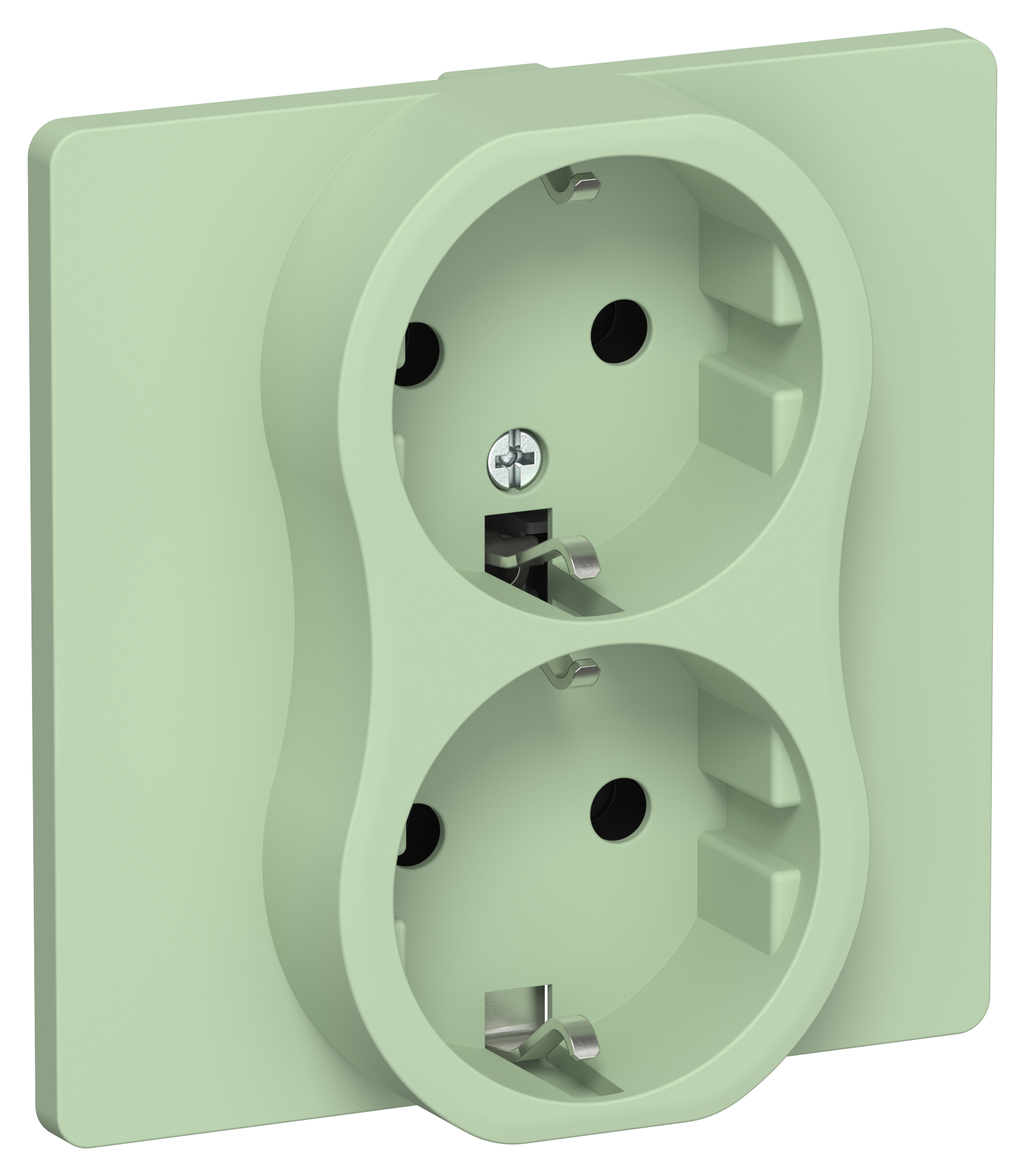FLITE Розетка 2-местная с заземлением без защитных шторок безвинтовое крепление 16А в сборе РС12-1-К-ФлФ фисташковый IEK