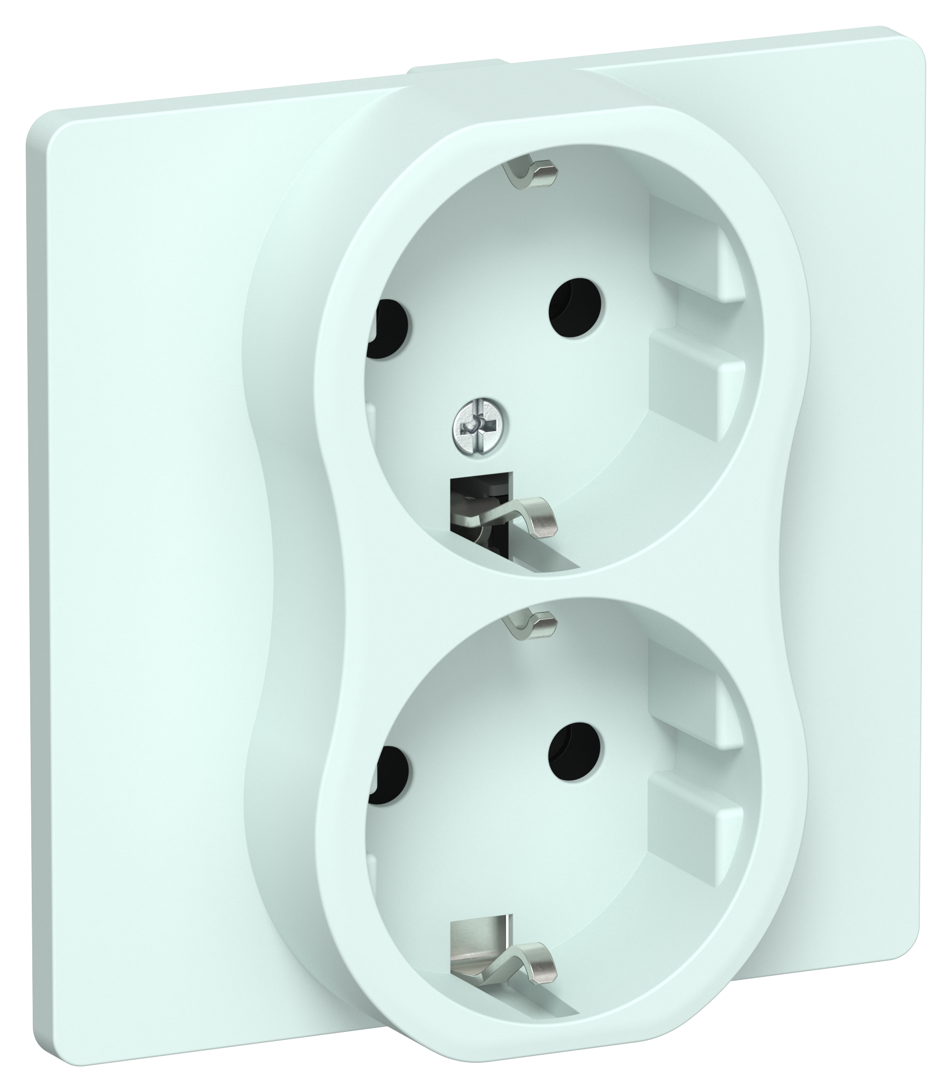 FLITE Розетка 2-местная с заземлением без защитных шторок безвинтовое крепление 16А в сборе РС12-1-К-ФлХЛ холодный лед IEK