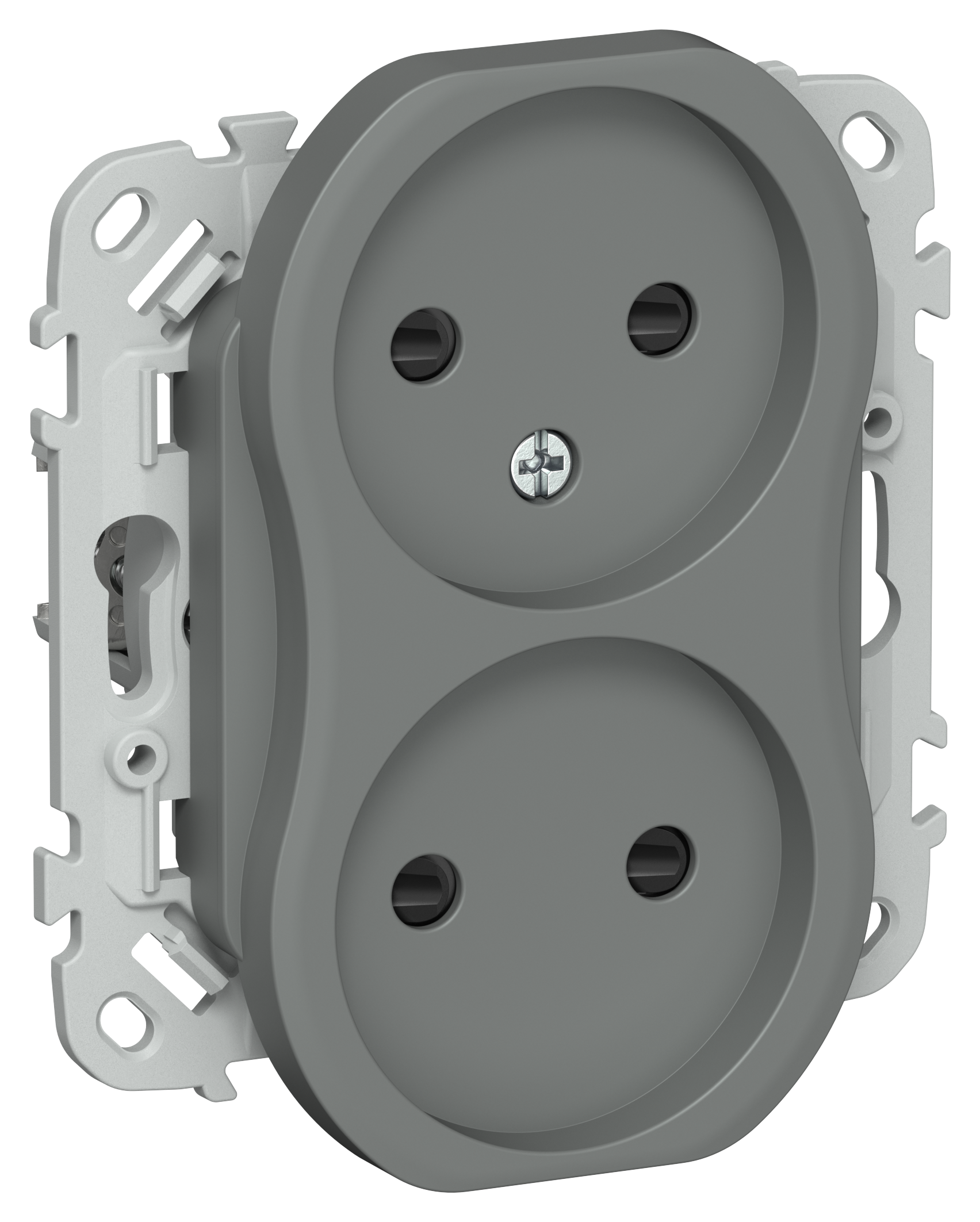 FLITE Розетка 2-местная без заземления с защитными шторками безвинтовое крепление 10А РСш02-1-ФлМА мокрый асфальт IEK