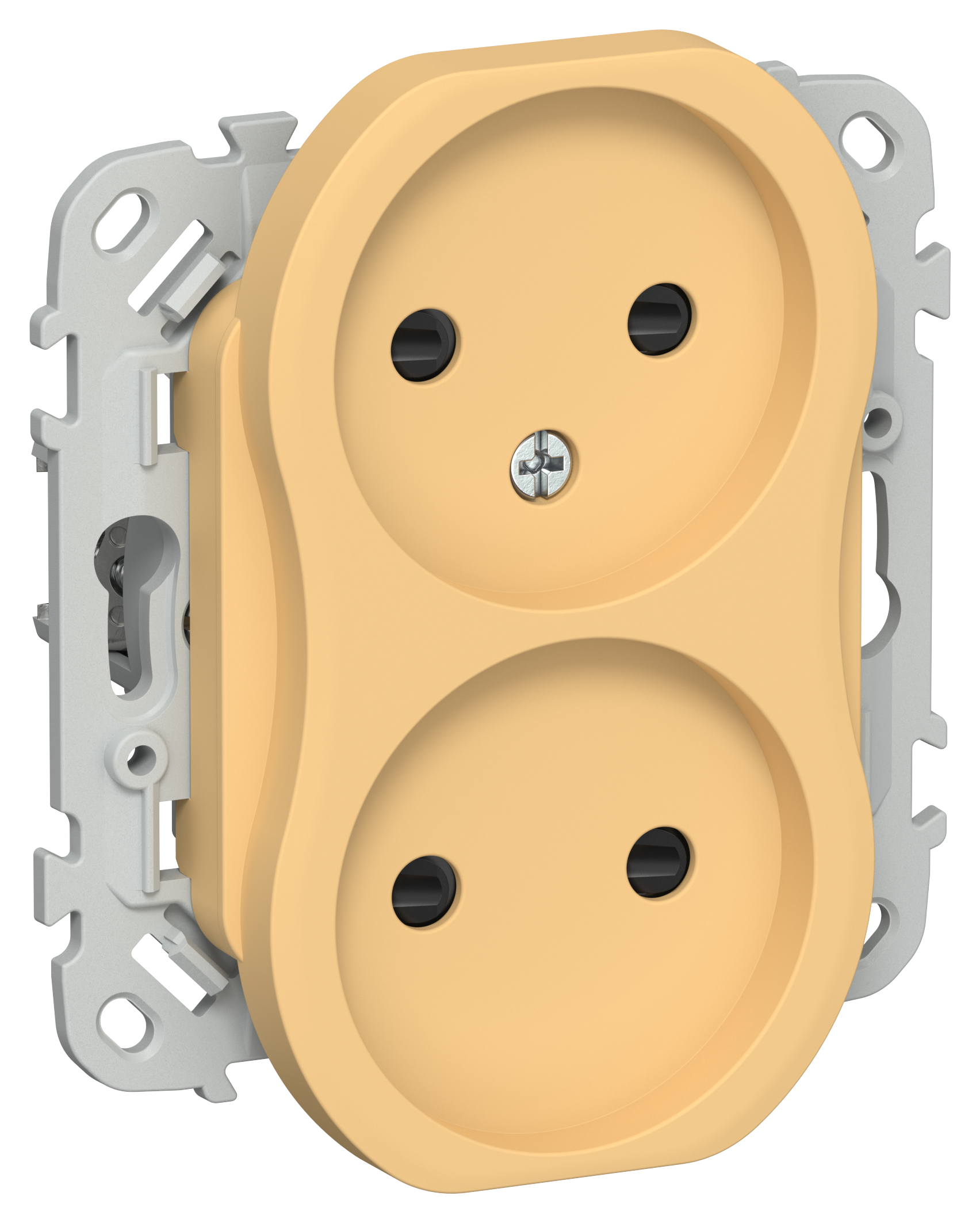 FLITE Розетка 2-местная без заземления с защитными шторками безвинтовое крепление 10А РСш02-1-ФлЗ золотарник IEK