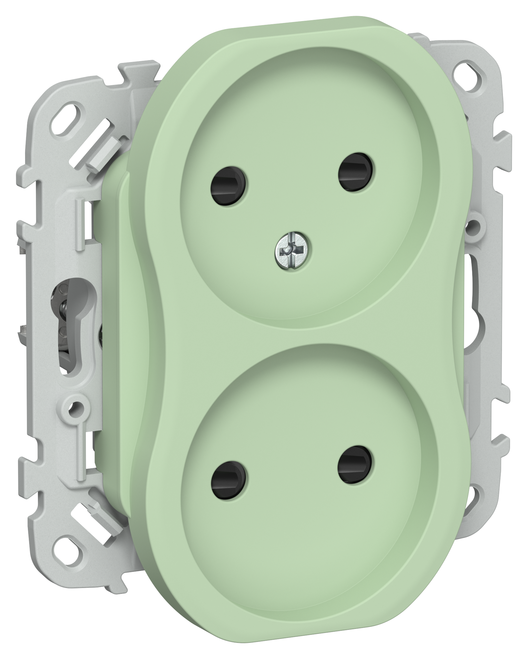 FLITE Розетка 2-местная без заземления с защитными шторками безвинтовое крепление 10А РСш02-1-ФлФ фисташковый IEK