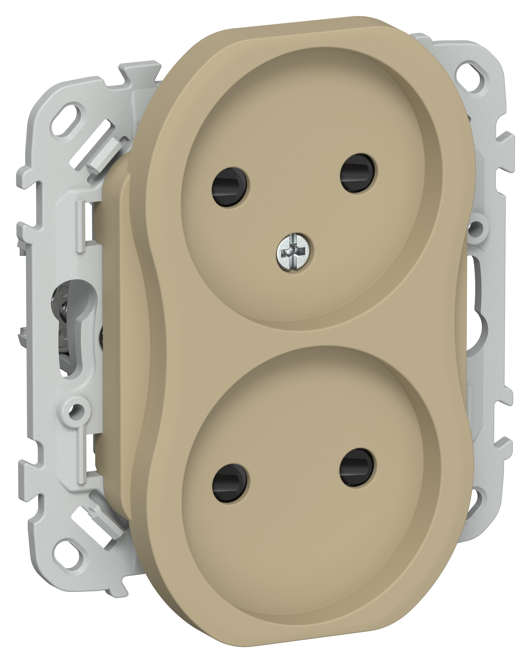 FLITE Розетка 2-местная без заземления с защитными шторками 10А РСш02-0-ФлХ хаки IEK