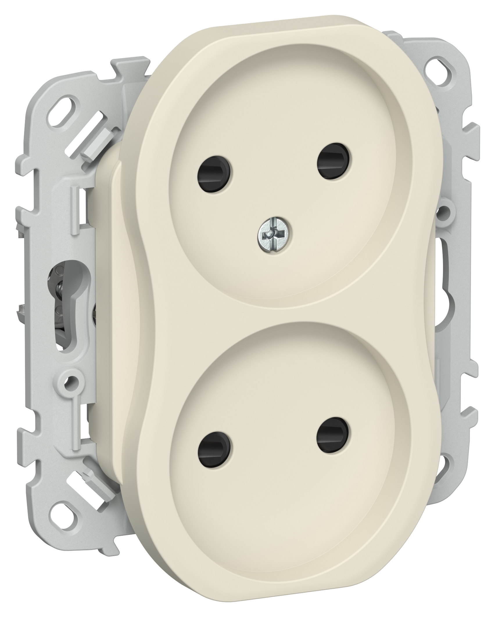 FLITE Розетка 2-местная без заземления с защитными шторками 10А РСш02-0-ФлСл сливочный IEK