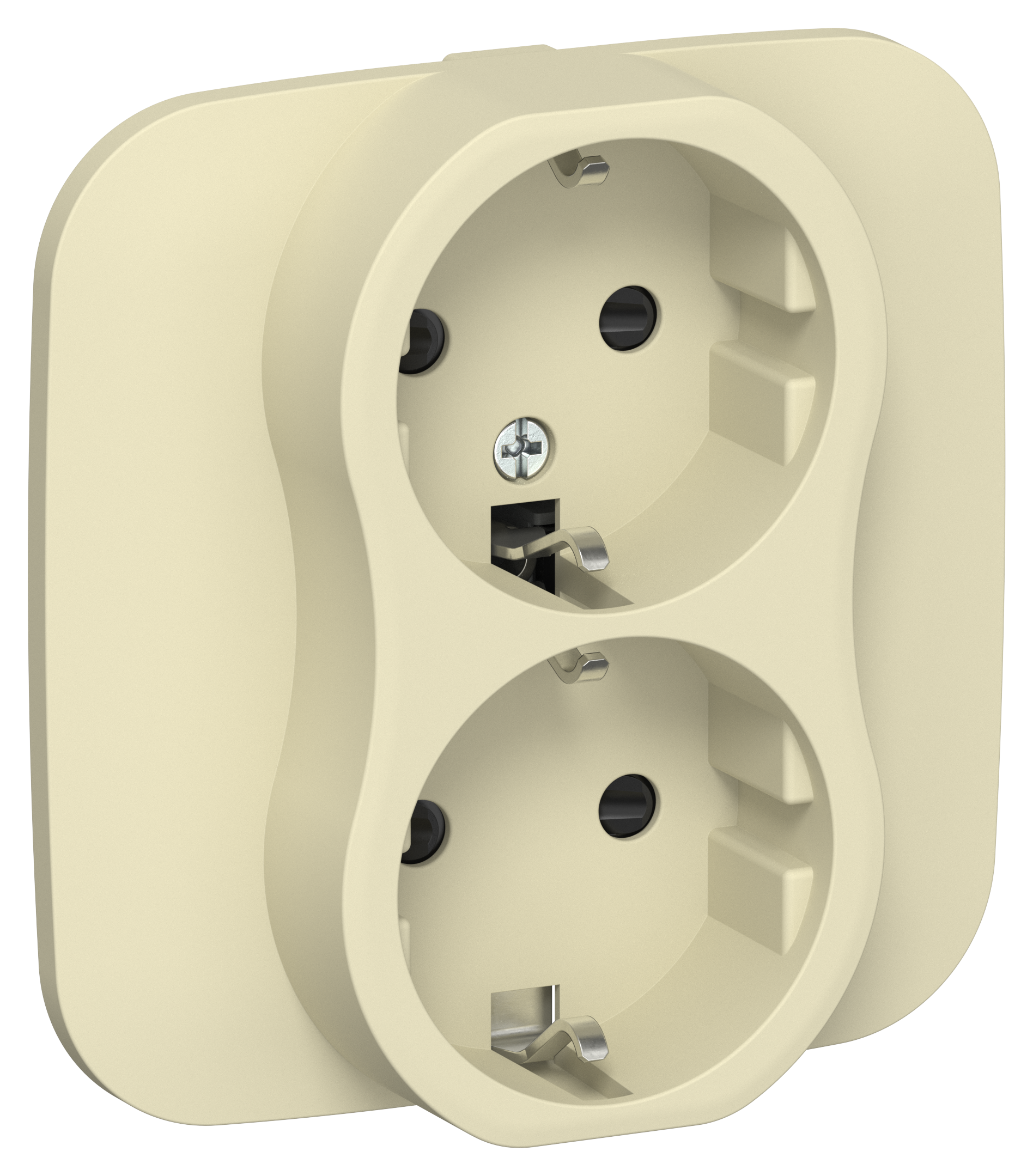 FLITE Розетка 2-местная с заземлением с защитными шторками безвинтовое крепление 16А в сборе РСш12-1-А-ФлН навахо IEK
