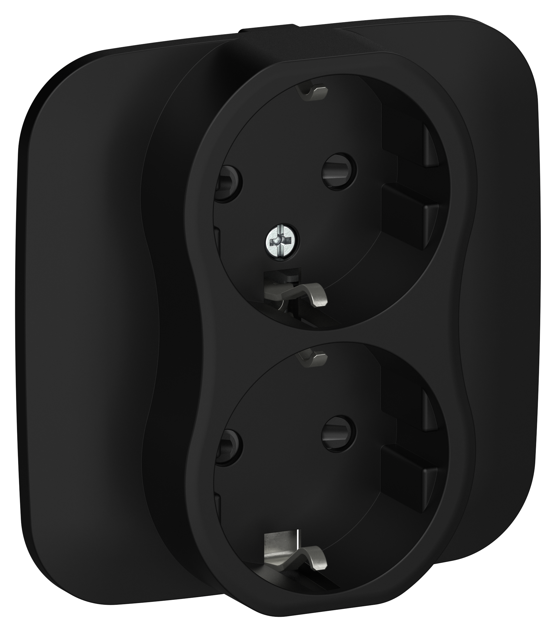 FLITE Розетка 2-местная с заземлением с защитными шторками 16А в сборе РСш12-0-А-ФлЧ черный IEK