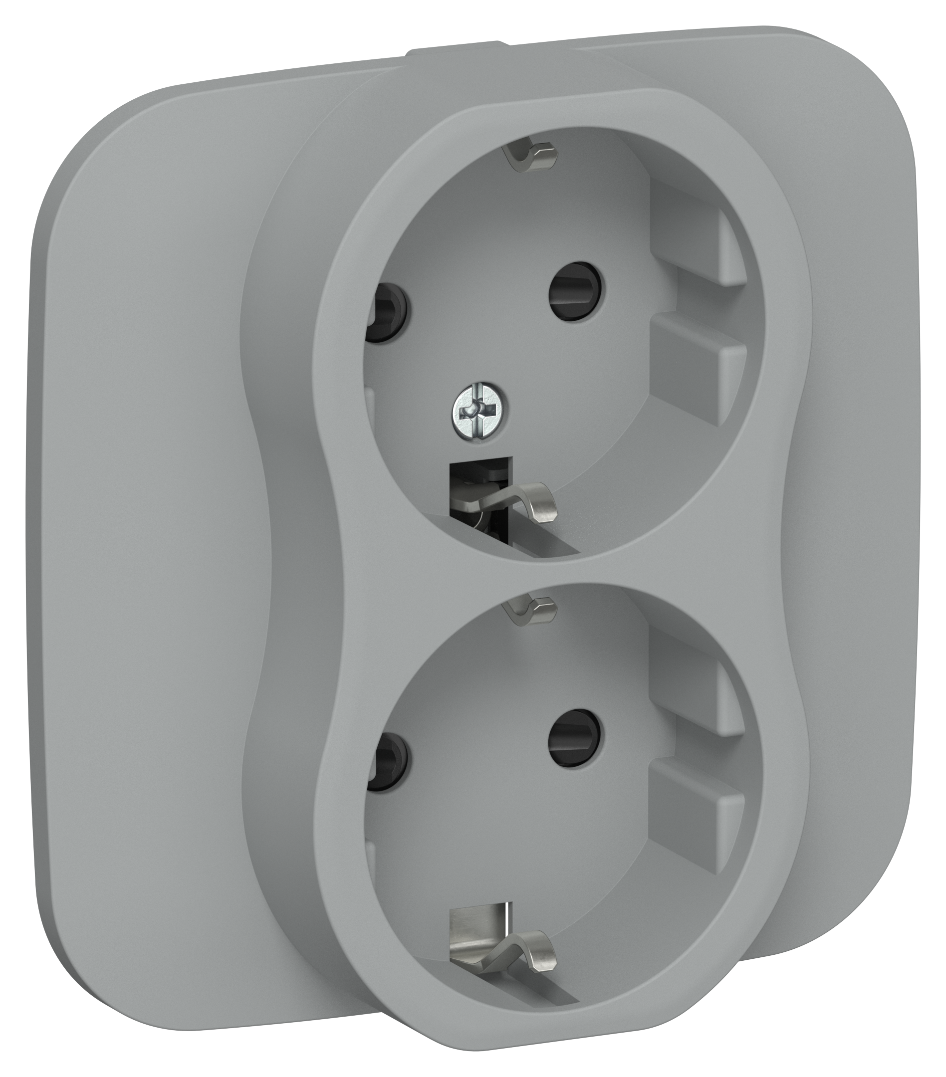 FLITE Розетка 2-местная с заземлением с защитными шторками 16А в сборе РСш12-0-А-ФлС серый IEK