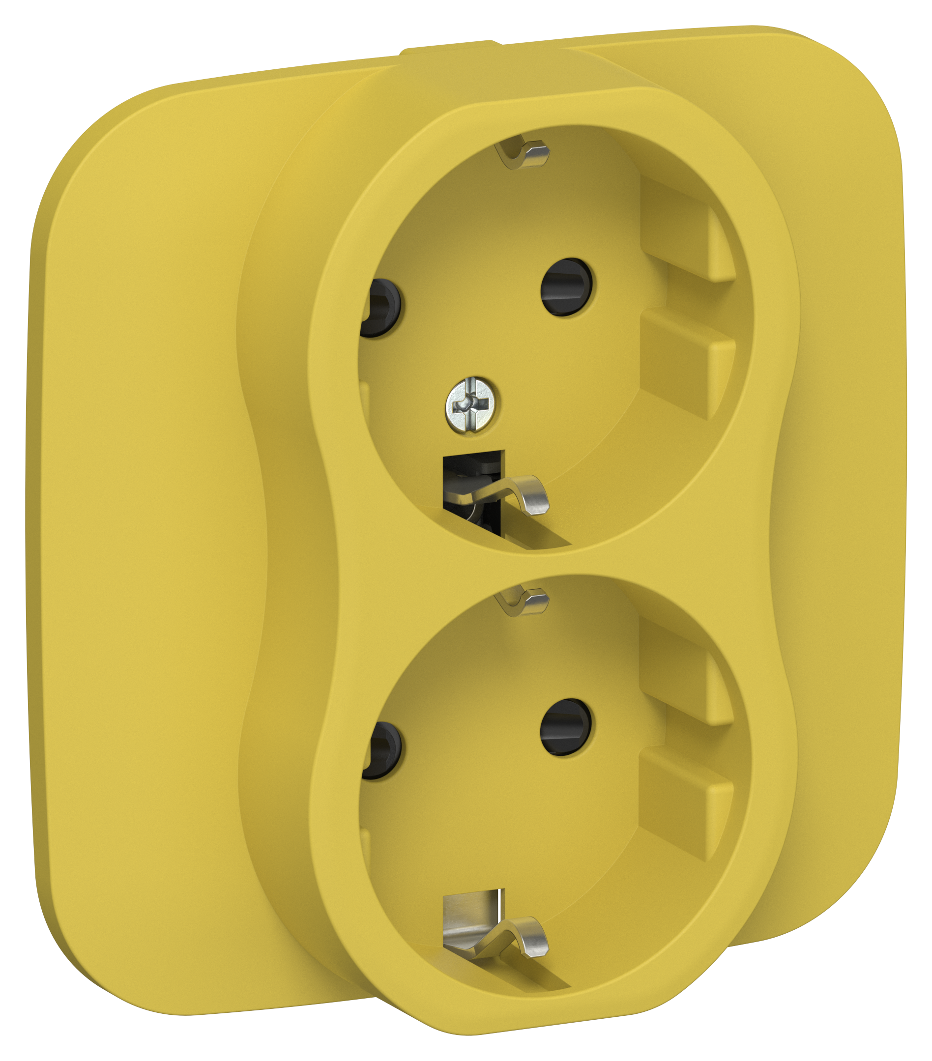 FLITE Розетка 2-местная с заземлением с защитными шторками 16А в сборе РСш12-0-А-ФлЖК желтый карри IEK